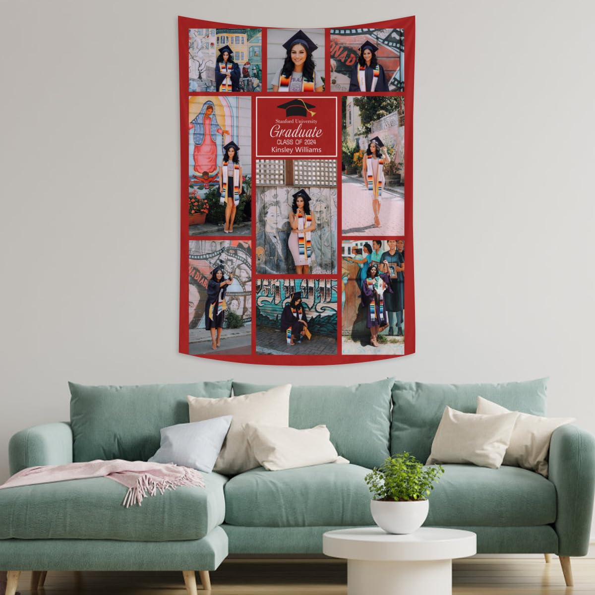 Custom Photo Collage Wall Tapestry - Personalized Picture Backdrop Hanging Decor | Made in USA | Unique Gift for Pet Lovers, Couples, Birthdays & Anniversaries | Perfect for Bedroom, Dorm, Wedding & Party Decorations