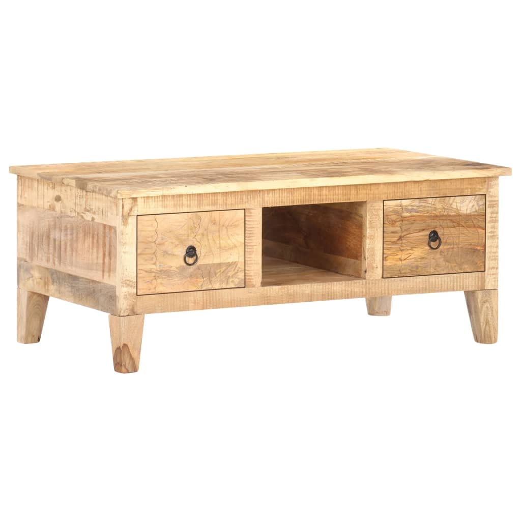 Rustic Square Coffee Table with Storage - 39.4