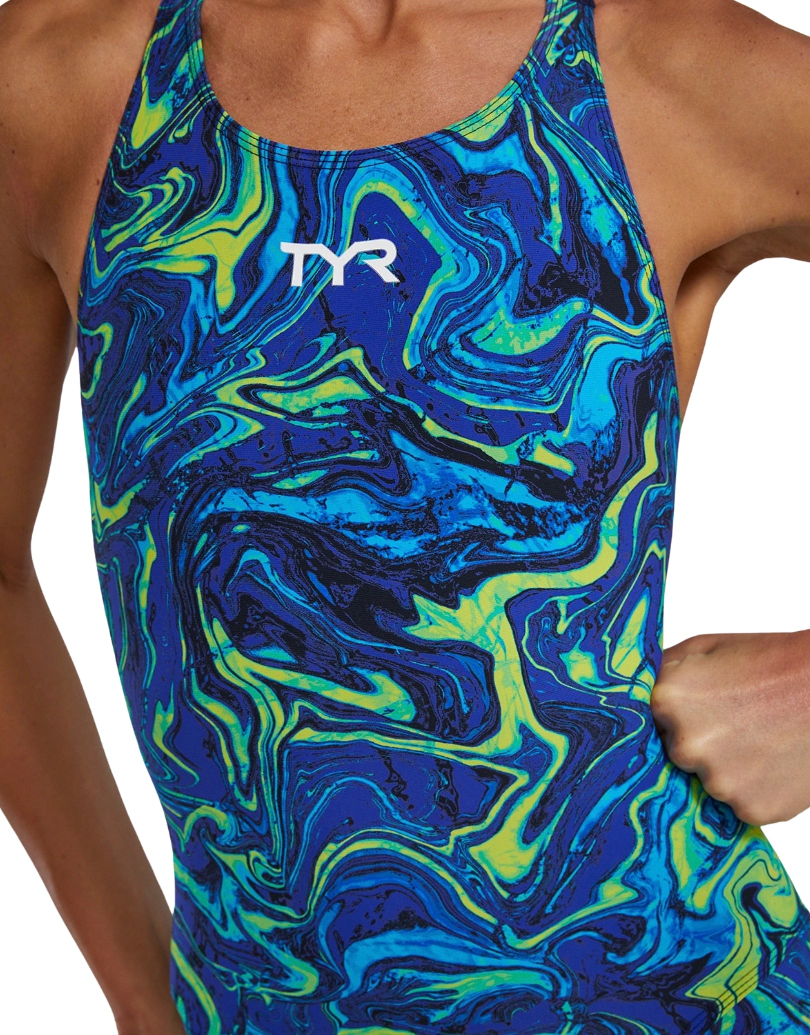 Thresher Hyperblitz Open Back Kneeskin Limited Edition - Blue/Green High-Performance Swimwear for Competitive Swimming & Training