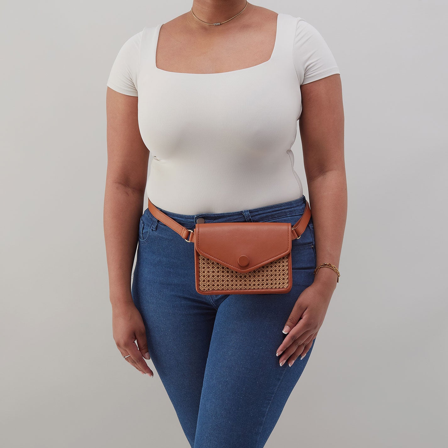 Margot Pebbled Leather Belt Bag - Burnished Caramel Caning Crossbody Bag for Women | Fashion Waist Pack for Travel, Shopping & Everyday Use