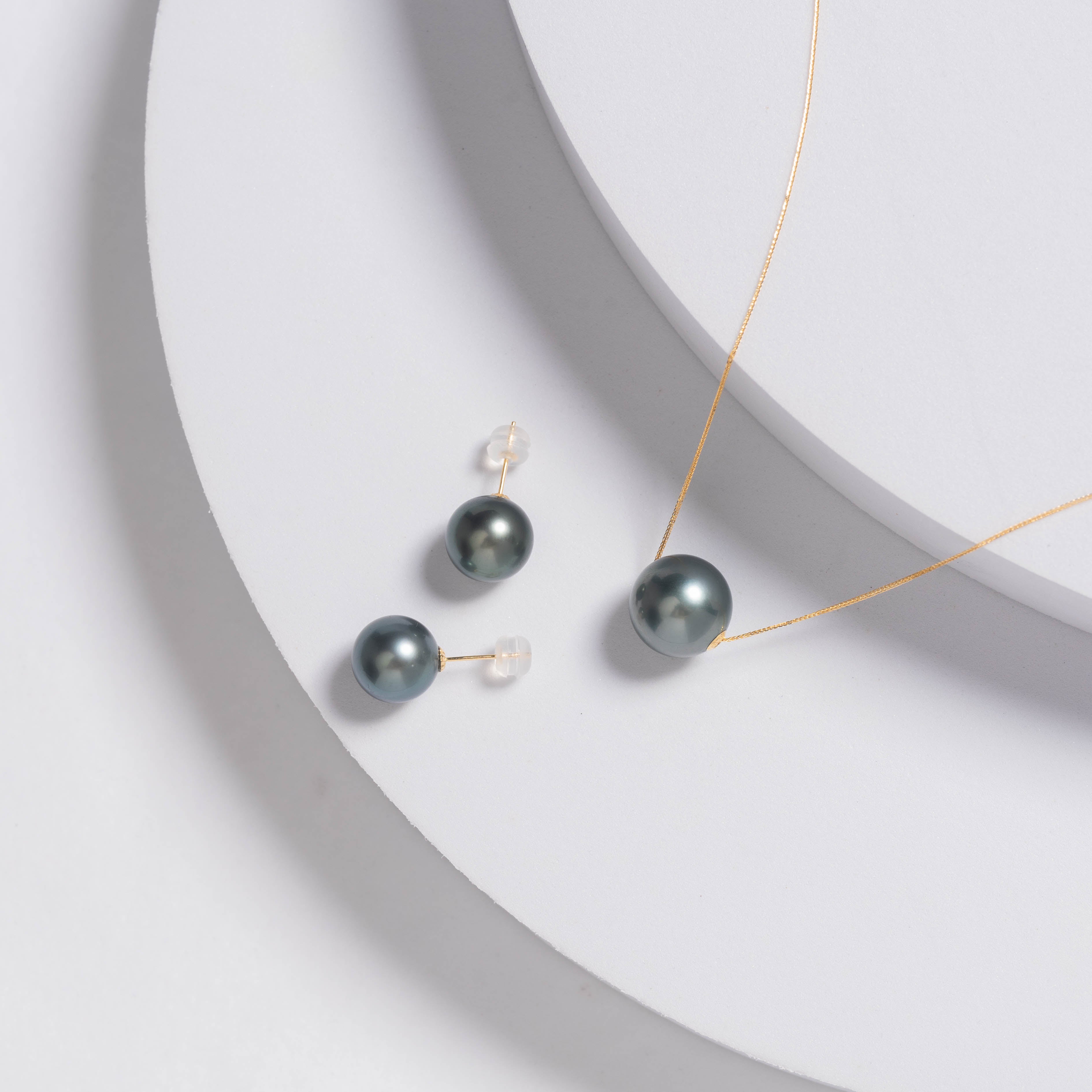 18K Gold Tahitian Lagoon Pearl Stud Earrings - AAA Grade Natural Pearls for Women - Perfect for Weddings, Parties & Special Occasions