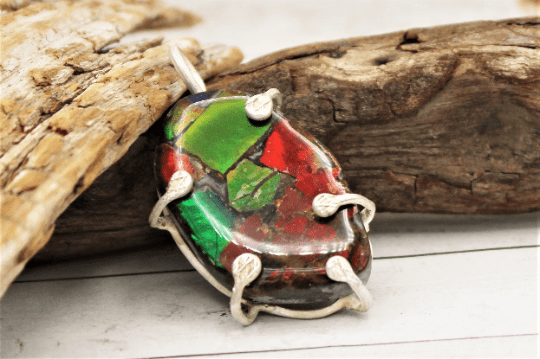 Natural Ammolite Gemstone Pendant Necklace - Genuine Iridescent Fossil Jewelry for Women - Perfect for Gifts, Parties & Special Occasions