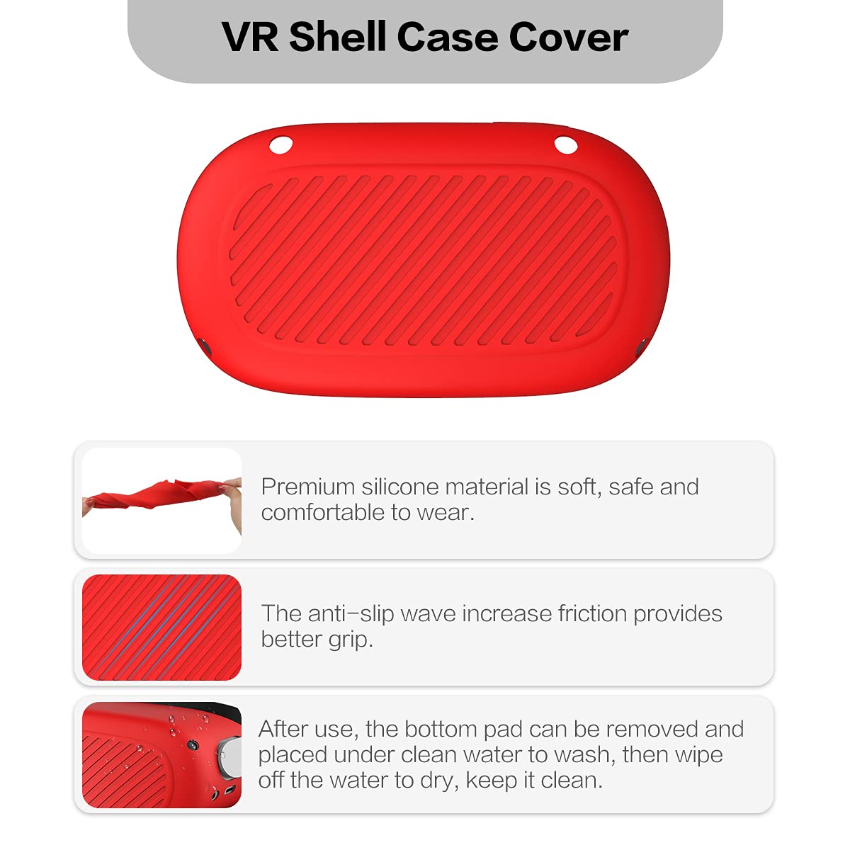 Oculus Quest 2 Silicone Accessories Kit - 4 in 1 Touch Controller Grip Cover, Handle Sleeve, Face Cover & Lens Protector for VR Headset (Red) | Enhanced Comfort & Protection for Gaming & Fitness VR Sessions