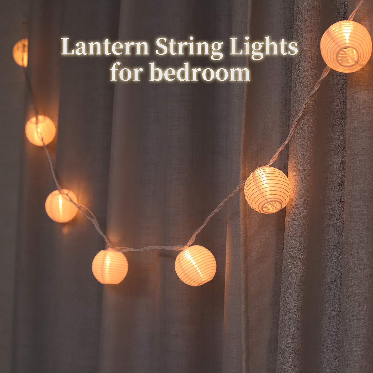 Outdoor White Lantern String Lights Plug in - 9.83FT Pack of 10 Nylon Fairy Lights for Patio, Garden, Bedroom & Wedding Decor (Easy Assembly) - Perfect for Backyard Parties, Romantic Nights & Holiday Decorations