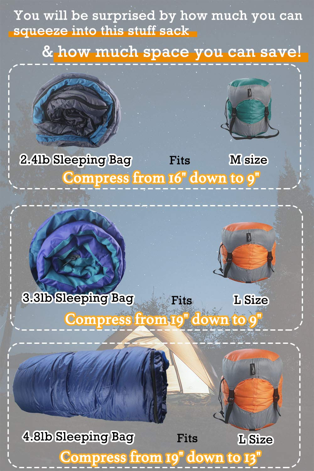 Frelaxy Compression Sack - Ultralight Sleeping Bag Storage Bag with 40% More Space (11L/18L/30L/45L/52L) | Compact Camping Gear for Hiking, Backpacking & Travel | Perfect for Outdoor Adventures & Space-Saving Packing