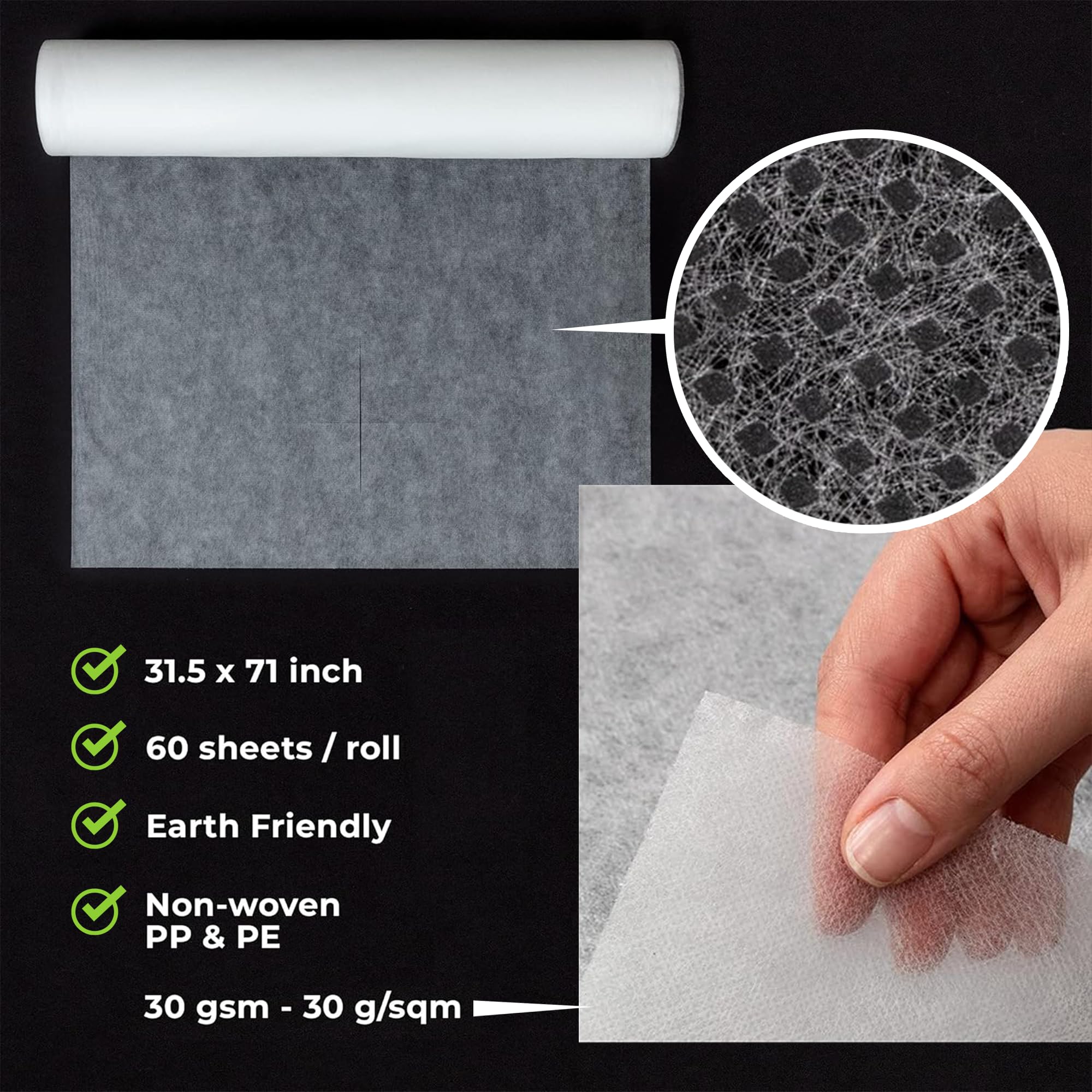 Disposable Massage Bed Cover - 6 Rolls (60 Sheets Per Roll), 31.5