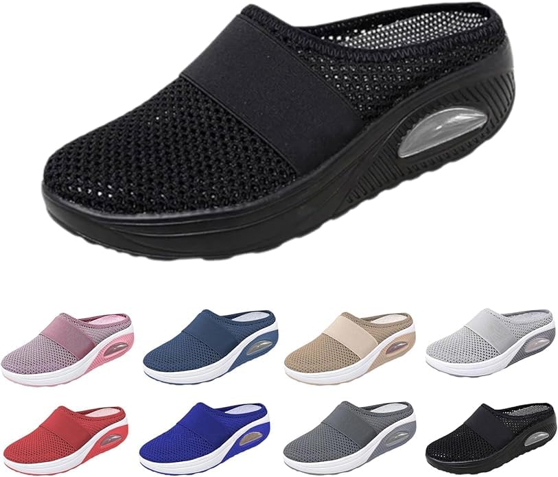 Women's Air Cushion Slip-On Walking Sneakers - Orthopedic Diabetic Tennis Shoes for Women - Comfortable Lightweight Walking Shoes for Daily Use, Workouts & Travel