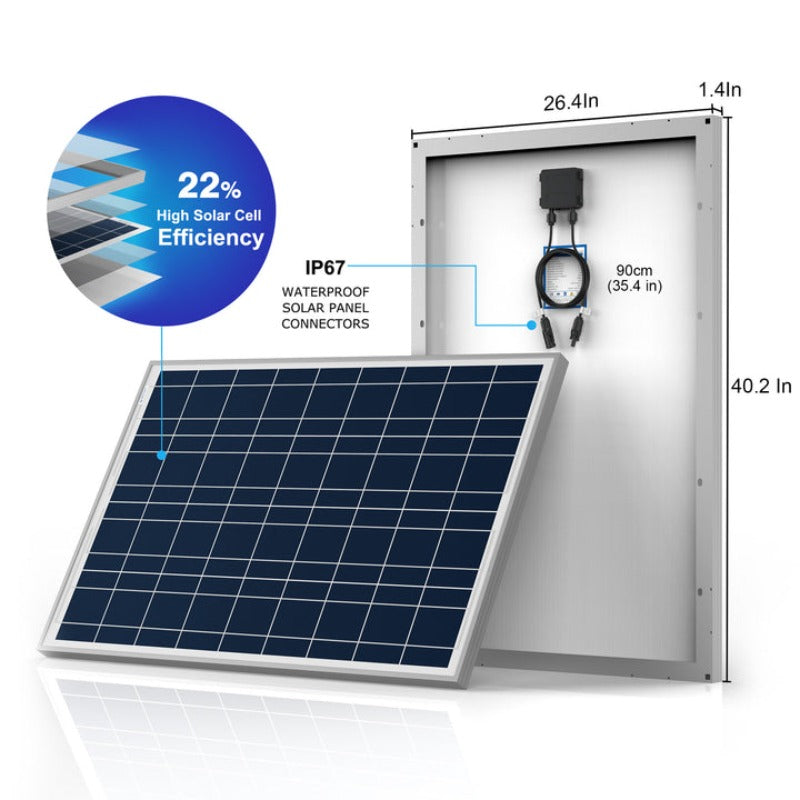 Acopower 100W Polycrystalline Solar Panel with 300Ah/1.5kW LiFePO4 Battery (3x100Ah) - Perfect for RV, Off-Grid Living & Emergency Power Backup