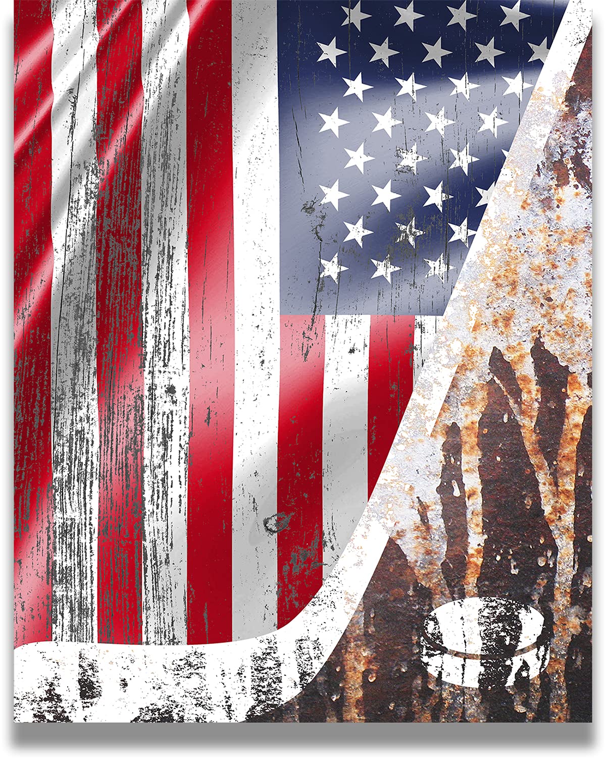 Govivo Ice Hockey USA Flag Wall Art Decor Print - Unframed Hockey Poster Printed on Premium Photo Paper - Perfect for Man Cave, Sports Bar, and Hockey Fan Gifts