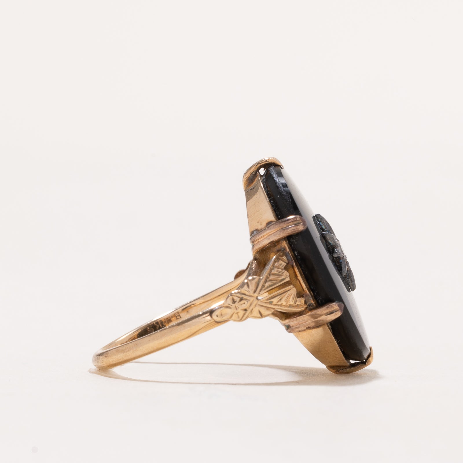Onyx & Diamond Cocktail Ring for Women | 7.50ct Black Onyx & 0.04ct Diamond | Size 8 | Elegant Evening Party Jewelry for Weddings & Special Occasions