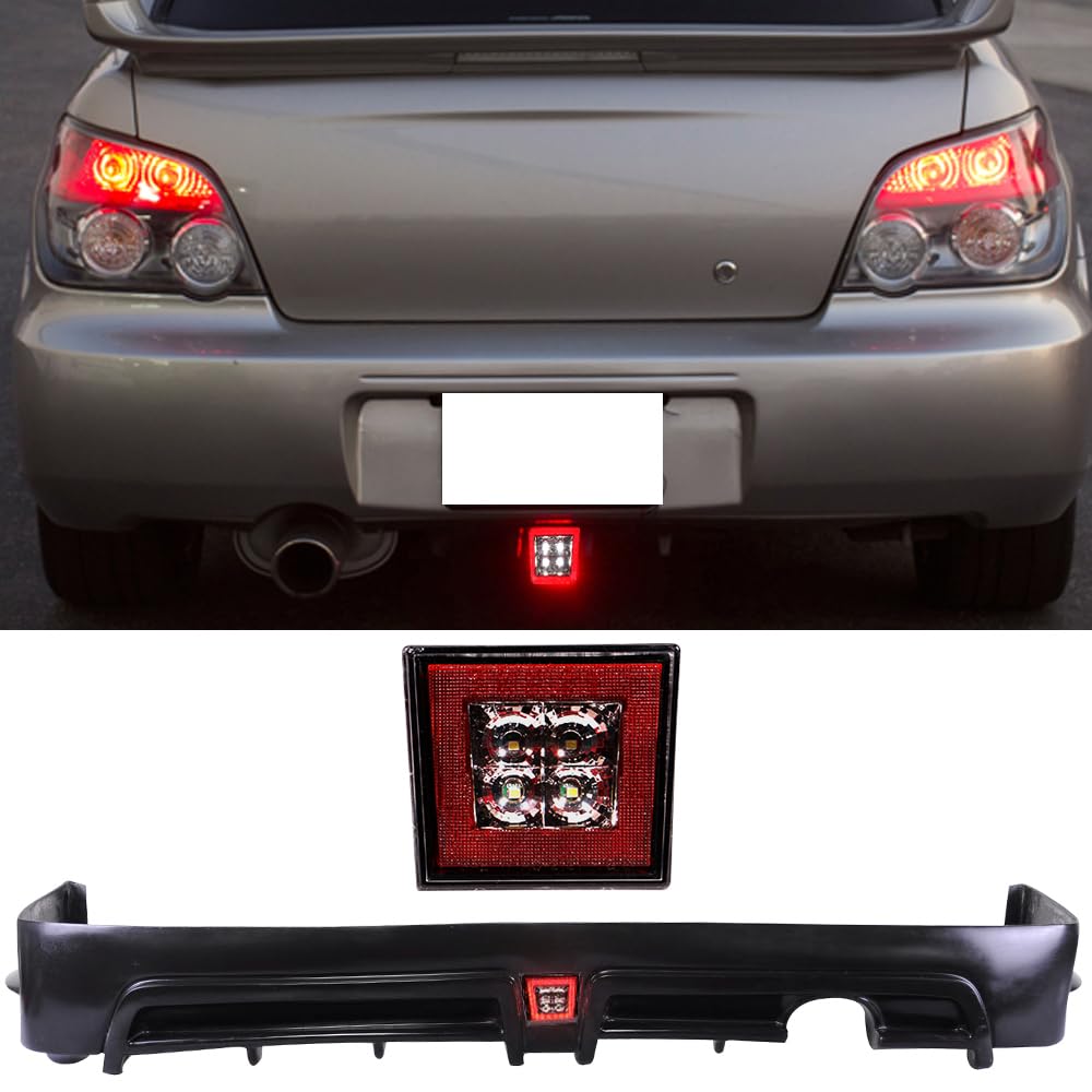 IKON MOTORSPORTS PP Black Rear Lip Spoiler Splitter with Brake Lights - Compatible with 2006-2011 Honda Civic 4 Door (2007 2008 2009 2010 Models) - Enhances Aerodynamics & Style for Street Racing & Custom Builds