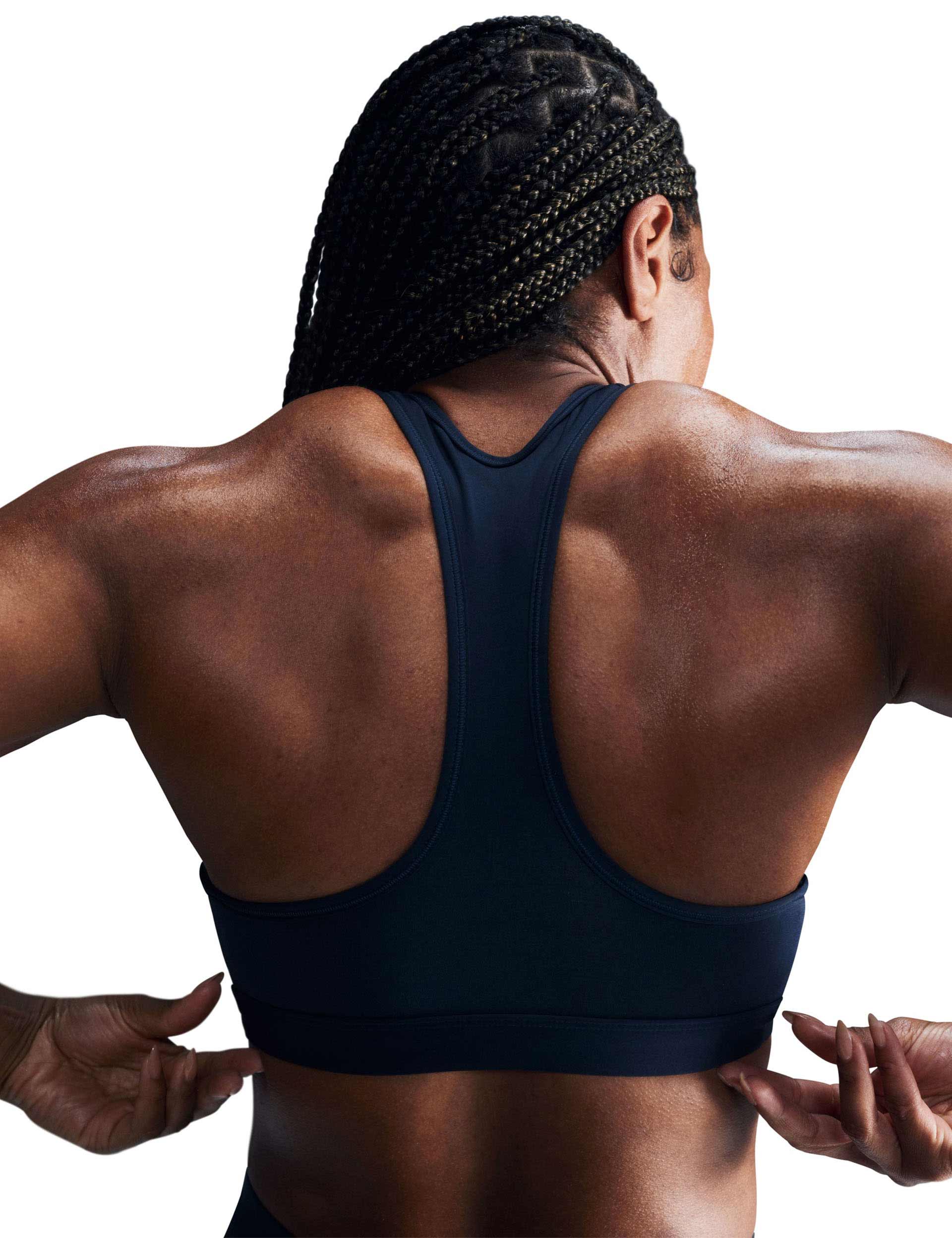 Swoosh Medium Support Sports Bra - Armoury Navy/White - Perfect for Yoga, Running & Gym Workouts