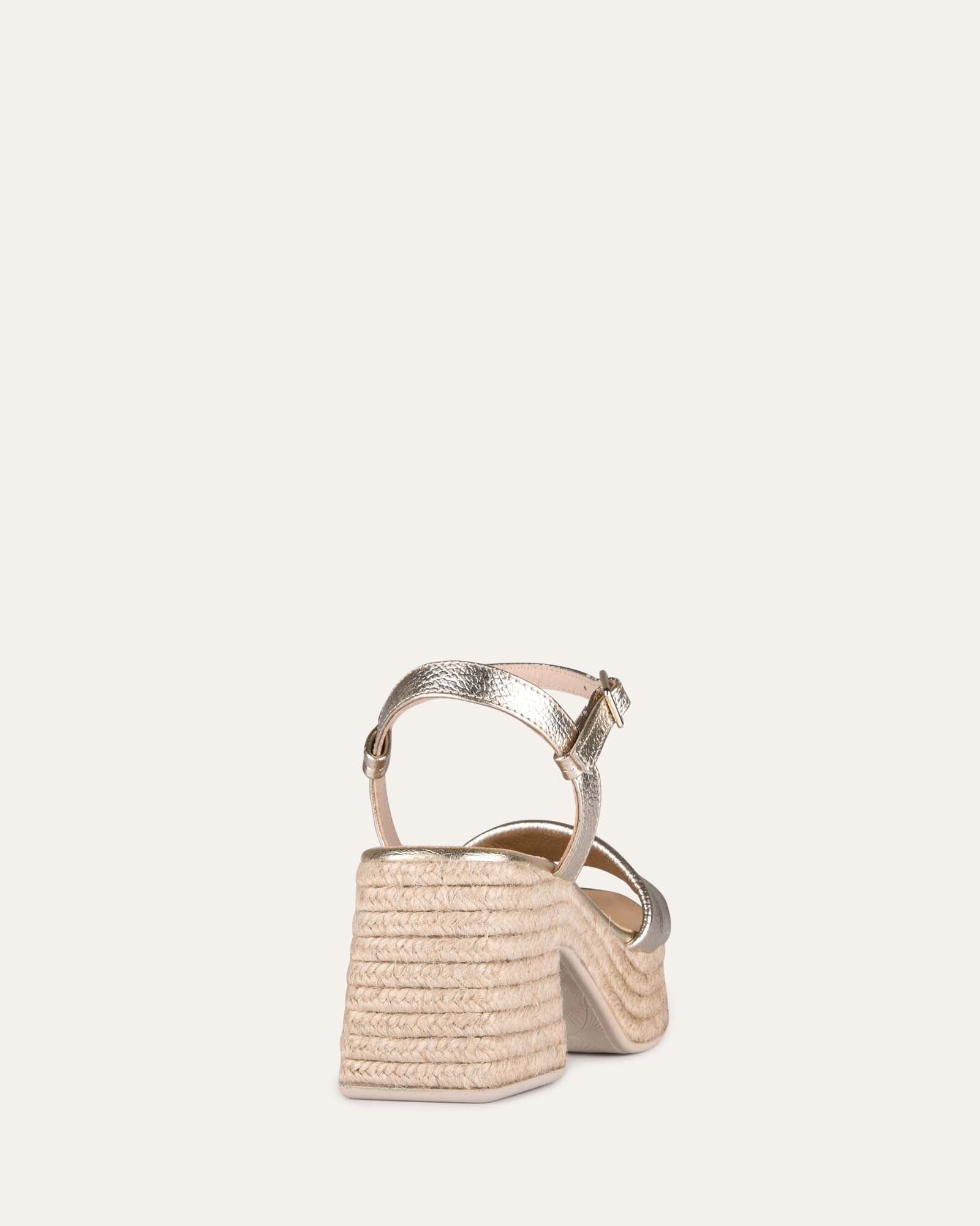 Fairfax Women's Gold Leather High Heel Espadrille Sandals - Comfortable & Stylish for Weddings, Parties & Summer Outings