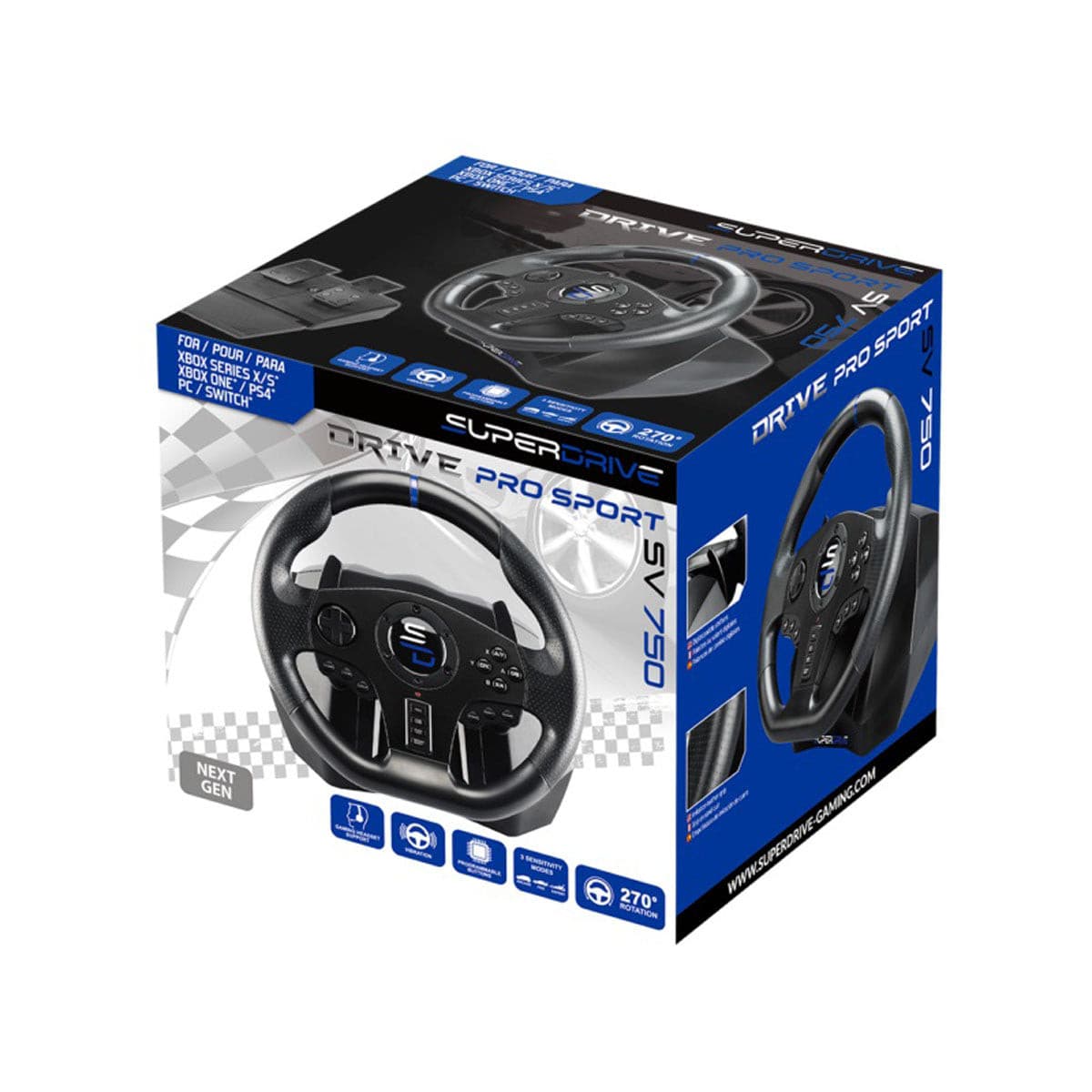 Subsonic SV 750 Pro Racing Wheel - Compatible with PS4, Xbox Series X/S, Xbox One, PC & Nintendo Switch - High Performance Gaming Steering Wheel for Racing Simulators & Sports Games