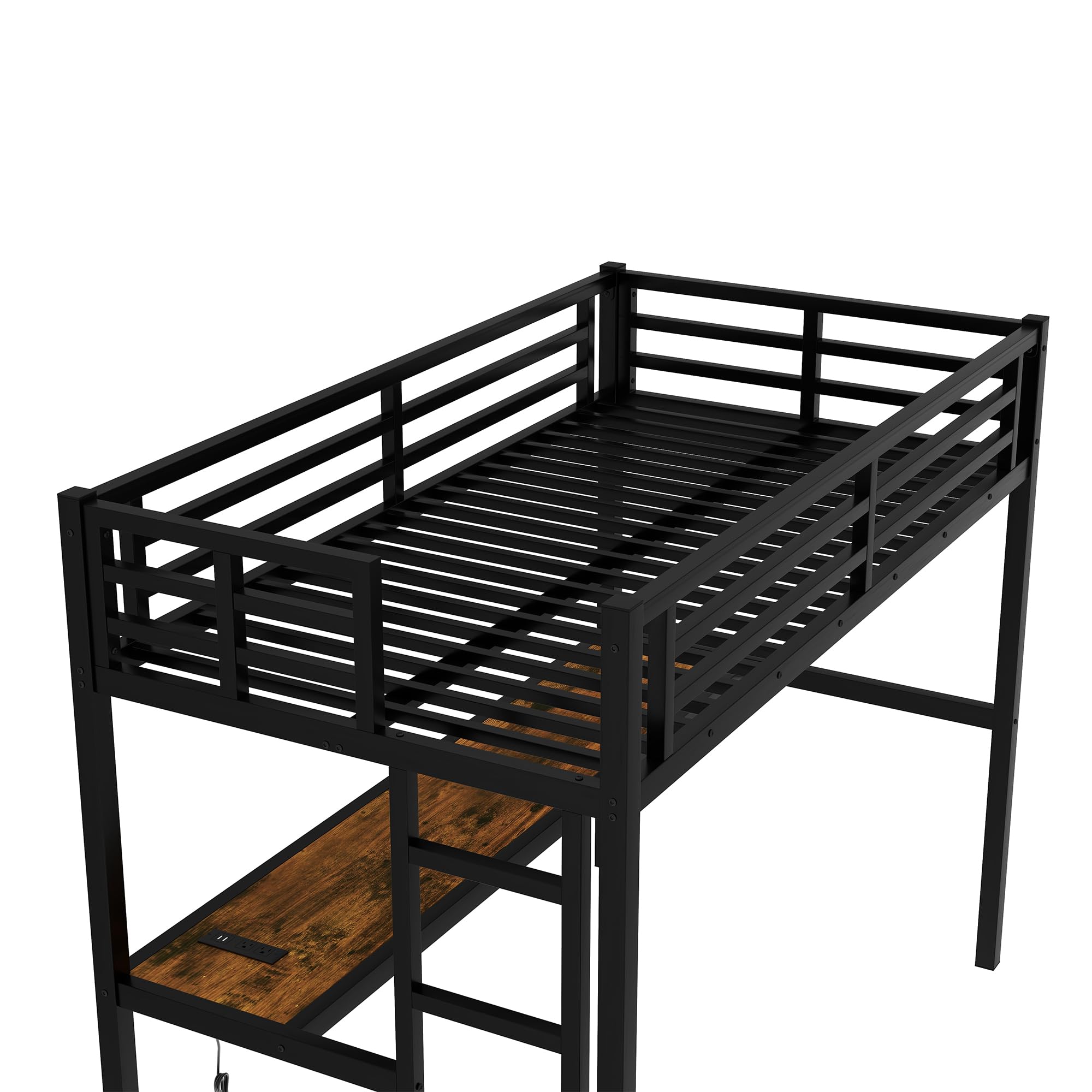 Bellemave Twin XL Loft Bed with Desk - Sturdy Metal Frame for Adults, Kids & Teens - Space-Saving Black Loft Bed for Small Rooms, Dorms & Apartments - Perfect Study & Sleep Solution