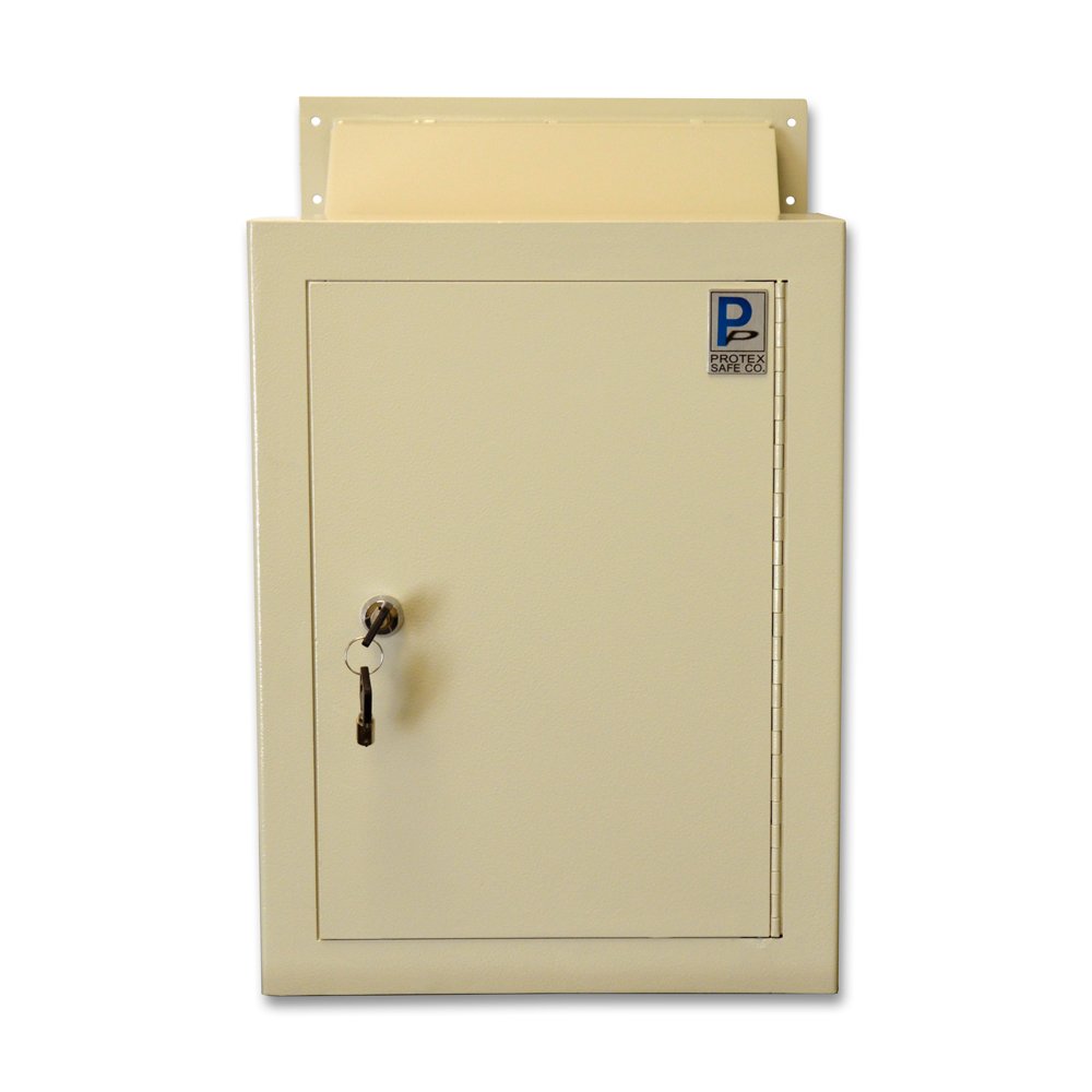 Protex MDL-170 Secure Wall/Door Drop Box for Keys, Car Remotes, Cash & Mail - Heavy Duty Double Steel Door with Metal Baffle & Adjustable Chute - Perfect for Home, Office & Commercial Security Use