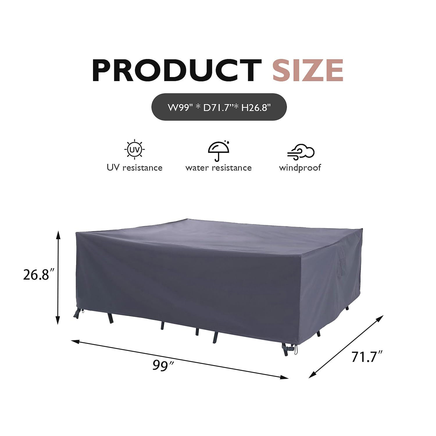 Waterproof 420D Outdoor Patio Furniture Covers with Air Vent - Heavy Duty Garden Sofa Cover for Rectangle/Rectangular Table & Chair Sets, Rattan Furniture Protection - Perfect for Backyard, Deck, and Poolside Use