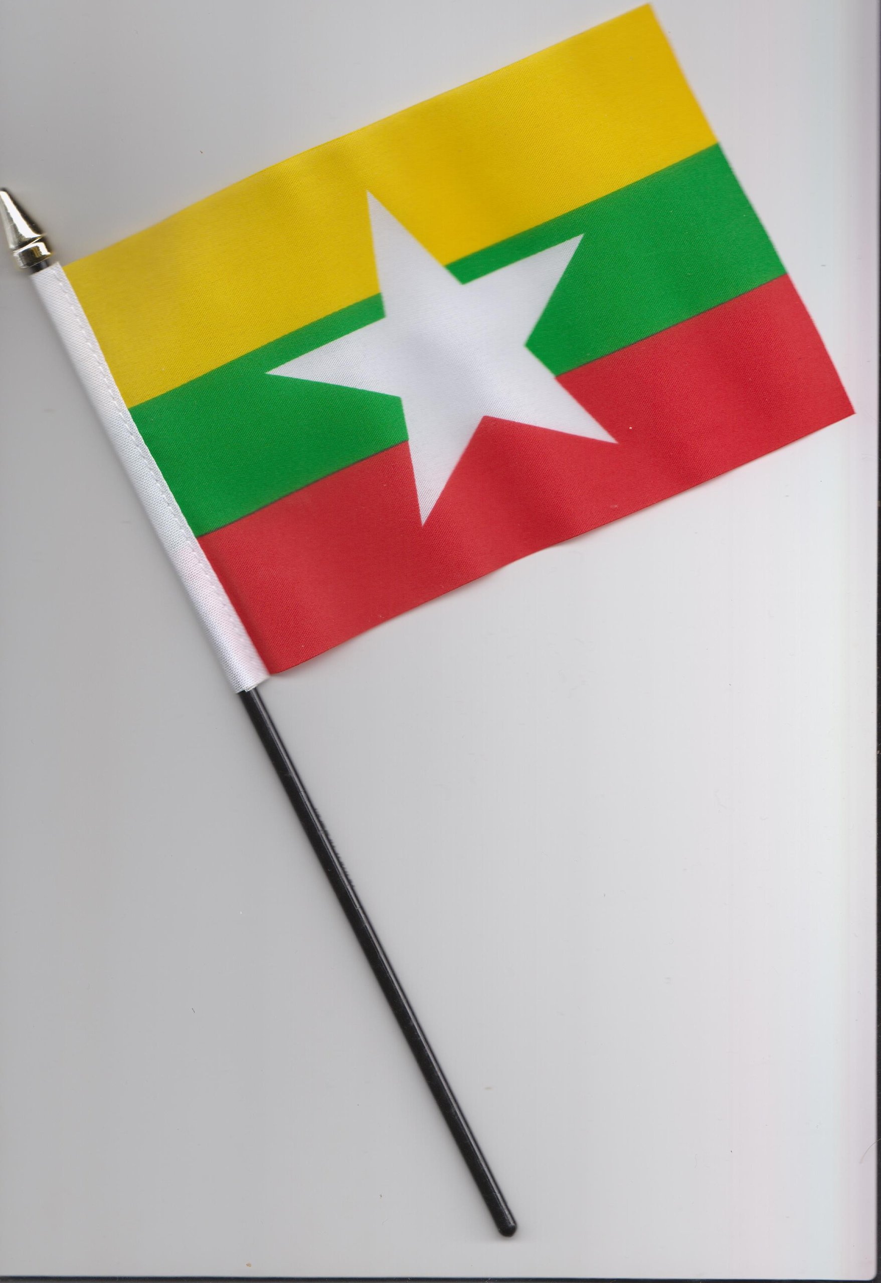 Myanmar Burma Hand Flag 25cm - Mini Burmese National Flag for Sports Events, Patriotic Decorations & International Celebrations