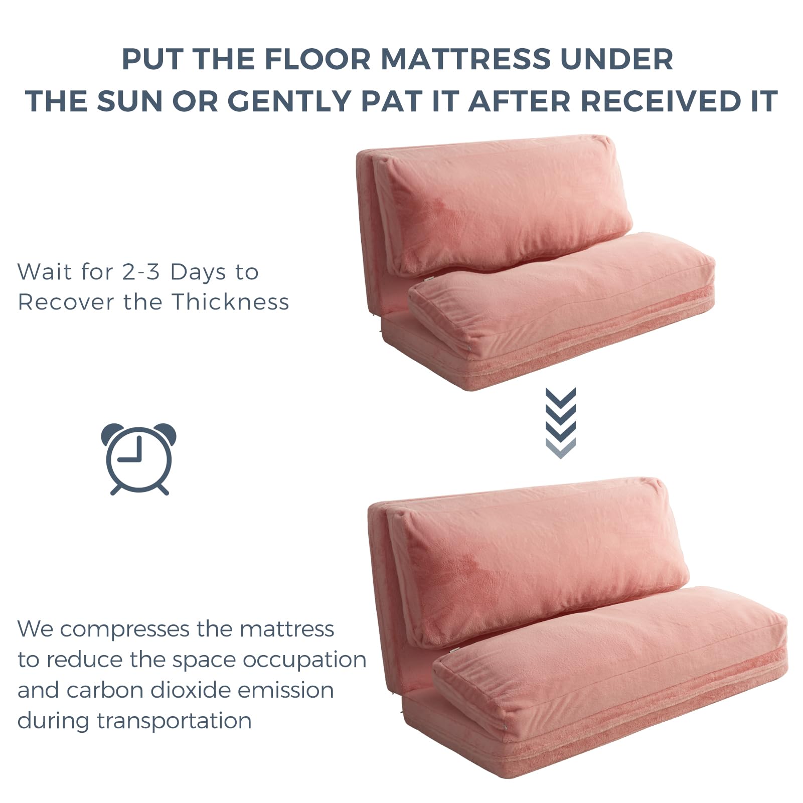 MAXYOYO Extra Thick Faux Fur Bean Bag Bed - 30x95 Inch Foldable Floor Sofa Mattress for Adults, Washable Cover, Single Floor Couch for Bedroom & Living Room (Pink) - Perfect for Lounging, Gaming & Small Space Living