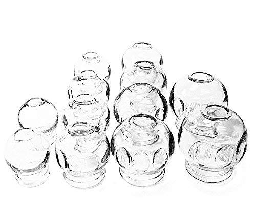 Professional 12-Piece Thick Glass Cupping Therapy Set - 5 Sizes (#2-#5) for Deep Tissue Massage & Pain Relief - Includes 2x5