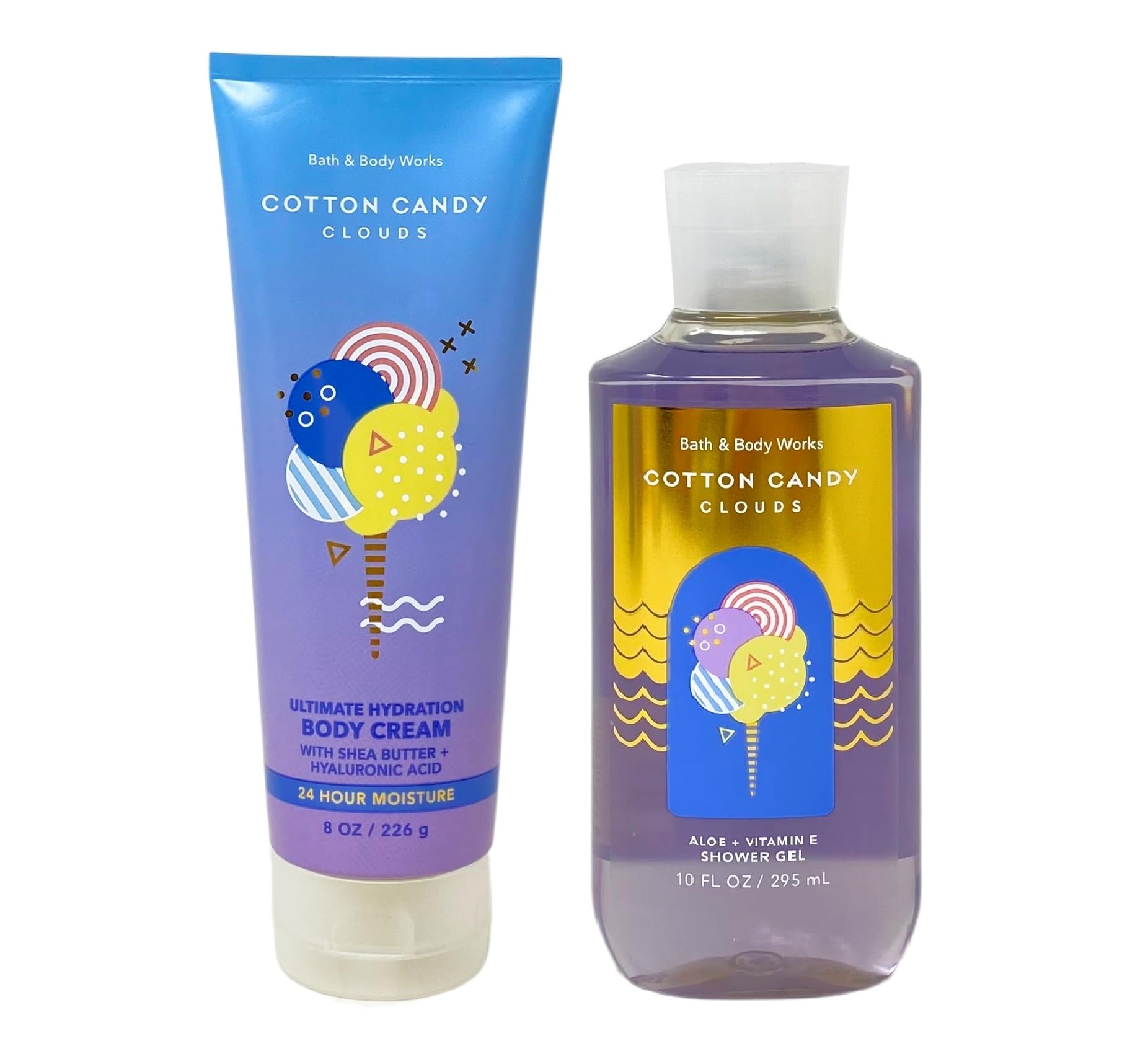 Cotton Candy Clouds Shower Gel & Body Cream Set - Full Size Bath & Body Works Bundle for Sweet & Dreamy Skincare | Perfect for Gifts, Self-Care & Relaxing Showers