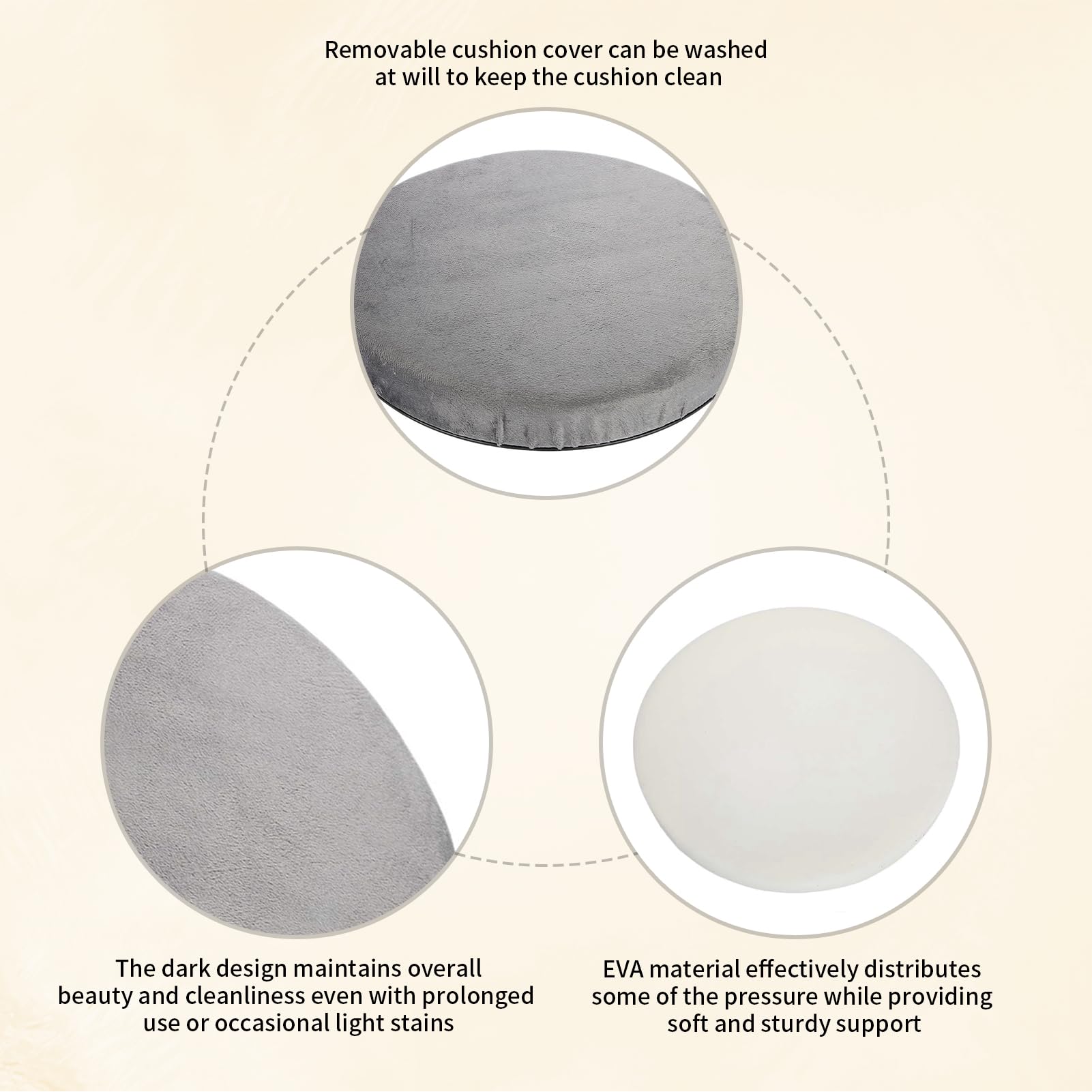 360 Degree Rotating Car Pillow - Large Swivel Chair Cushion with Hard Foam Core (15.35 Inch Diameter) for Office, Stool, Car Seat - Ergonomic Support for Long Sitting & Driving Comfort