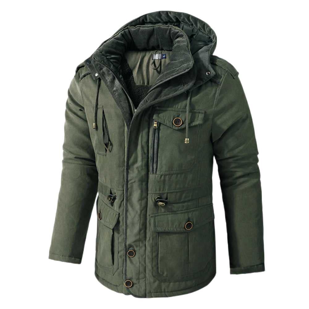 Men's Winter Fleece Military Hooded Parka - Windproof Thick Warm Long Jacket for Outdoor Activities, Army Style Overcoat - Perfect for Hiking, Camping & Cold Weather Protection
