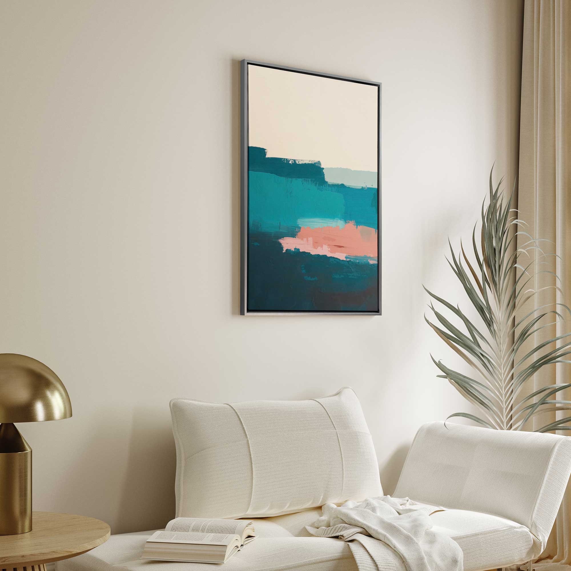 Azure Reverie v2 Canvas Wall Art Print - Modern Abstract Painting for Living Room, Bedroom & Office Decor