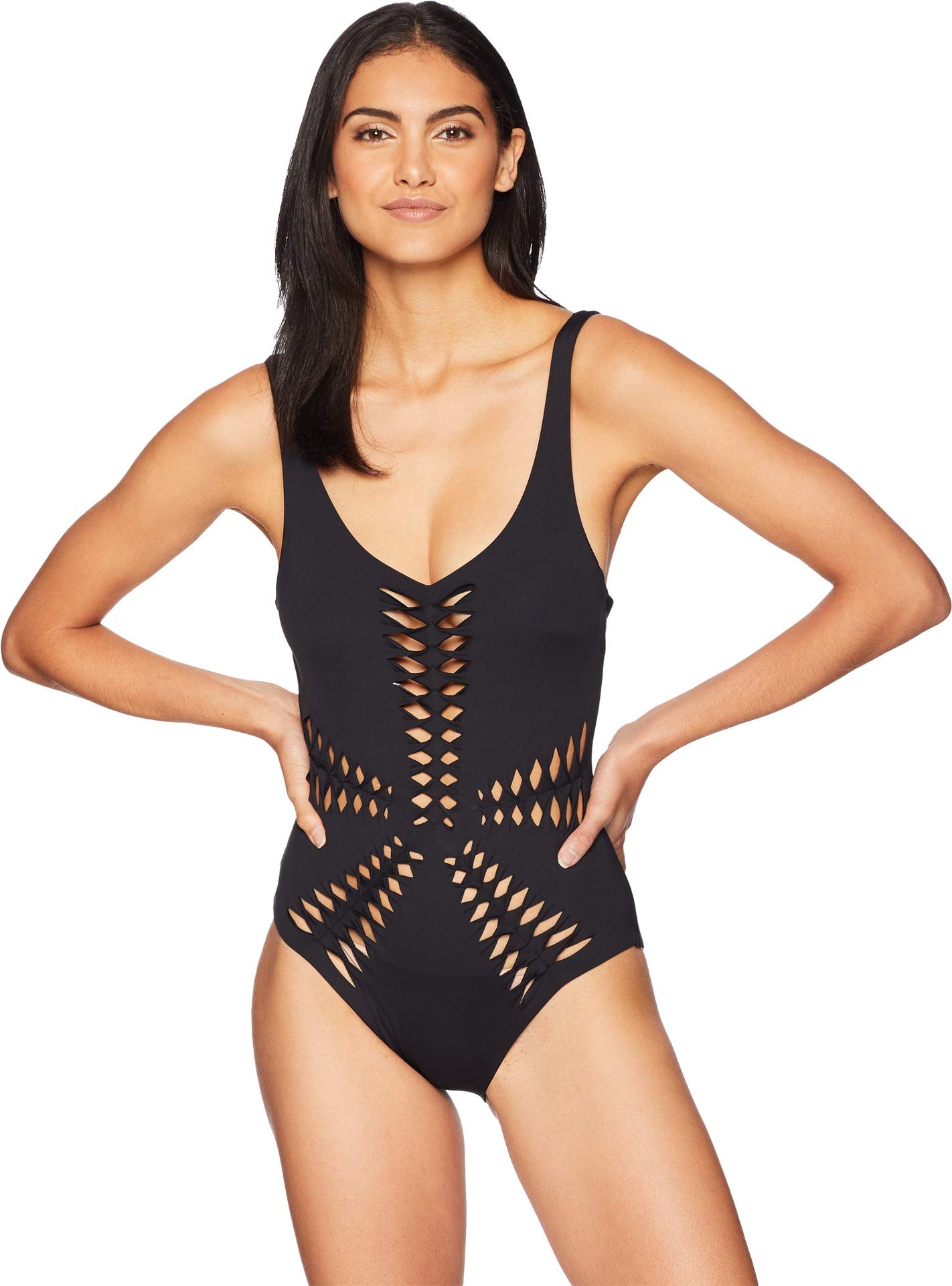 Rebecca Virtue Women's Origami Cutout One Piece Swimsuit - Sexy Black Bathing Suit for Beach, Pool & Summer Vacations