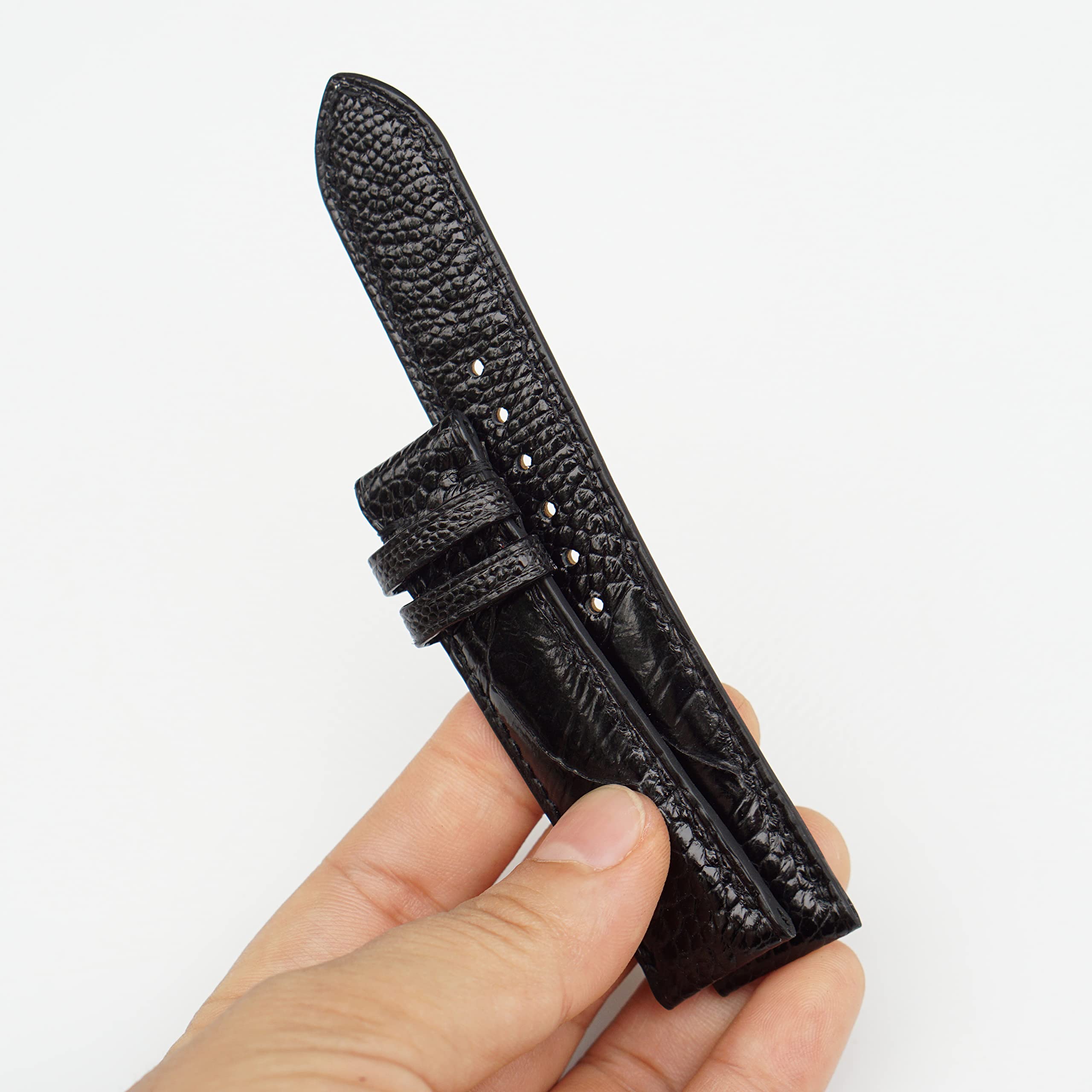 Premium Handcrafted Black Ostrich Leather Watch Band - Genuine Ostrich Leg Watch Strap for Men & Women - Luxury Replacement Watch Band for Apple Watch, Rolex, Omega & More - Perfect for Business, Casual & Formal Occasions