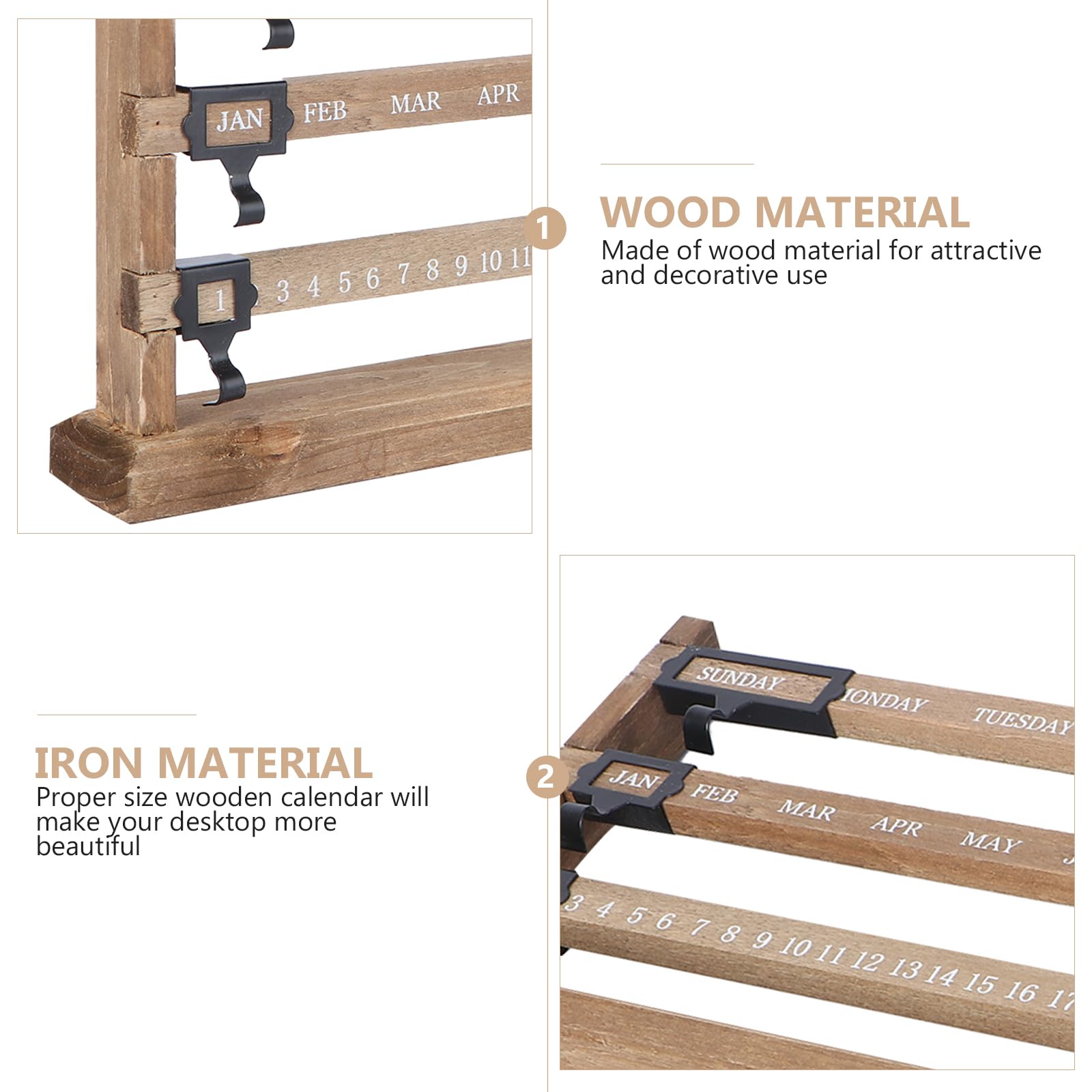 Vosarge Perpetual Desk Calendar - Wooden Sliding Wall Calendar for Home & Office Decor - Perfect for Daily Planning, Gifts, and Desk Organization