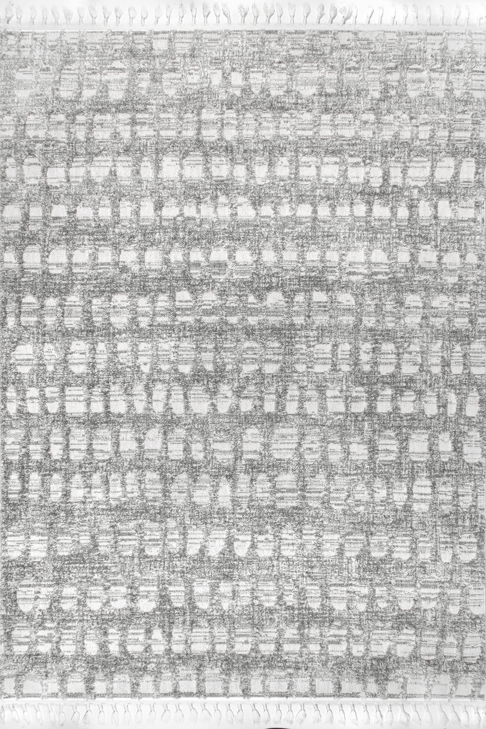 Handmade Grey Honeycomb Tasseled Area Rug - Boho Chic Home Decor for Living Room, Bedroom & Nursery