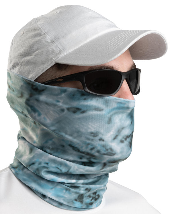 UPF 50+ Camo Tube Gaiter Face Mask for Men - Sun Protection Neck Gaiter with Aqua Design - Perfect for Hiking, Cycling & Outdoor Activities