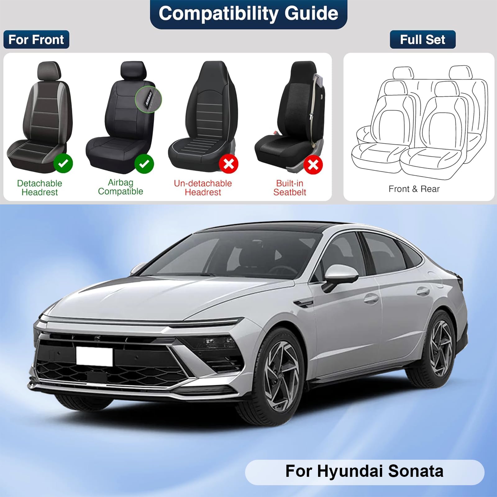 Premium Leather Car Seat Covers for Hyundai Sonata 2002-2025 - Universal Anti-Slip Design Fits Most Cars, Sedans, SUVs & Trucks (Black/Pink) - Luxury Protection & Comfort for Daily Commutes & Road Trips