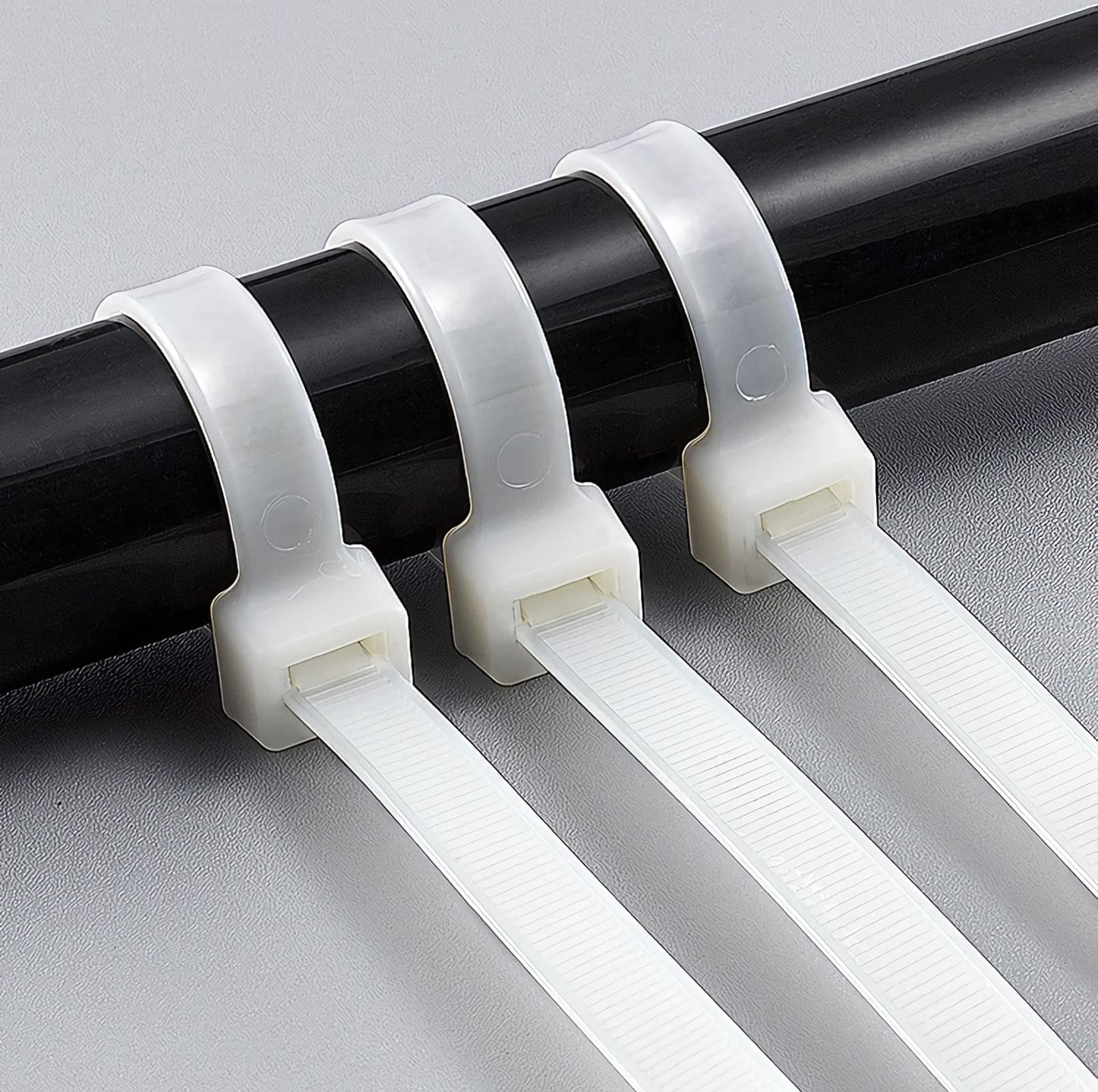 Heavy Duty 18-Inch White Cable Ties - 60 Pack with 120 lbs Tensile Strength for Outdoor, Electrical, and Industrial Use - Secure Wires, Bundles, and Pipes