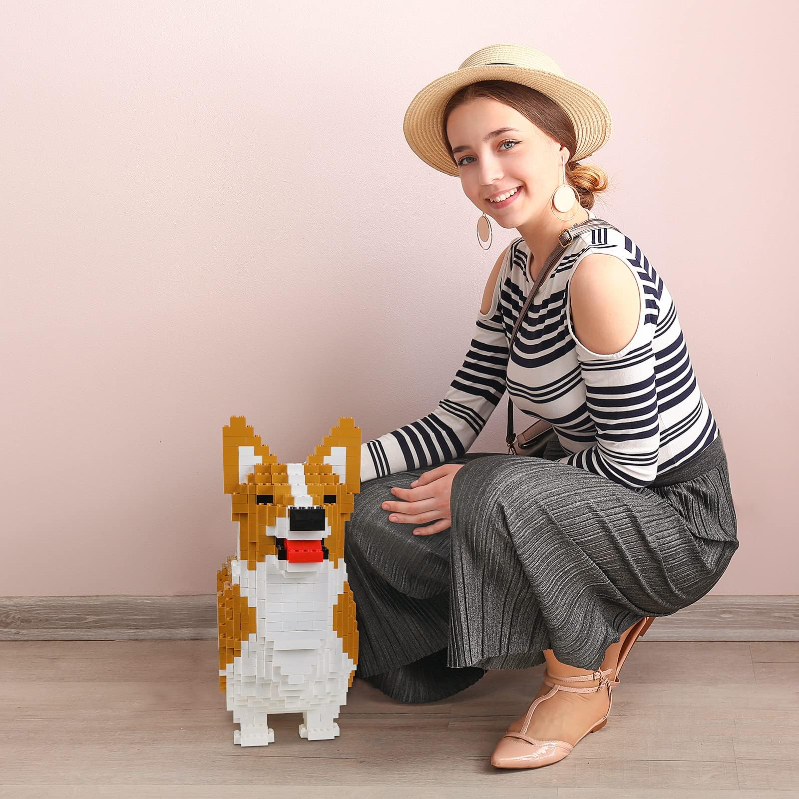 **1520PCS DIY 3D Dog Building Blocks Set - 1:1 Life-Size Corgi Model, Animal Block Toy for Kids & Adults | Creative Gift for Pet Lovers, Home Decor & Educational STEM Play**