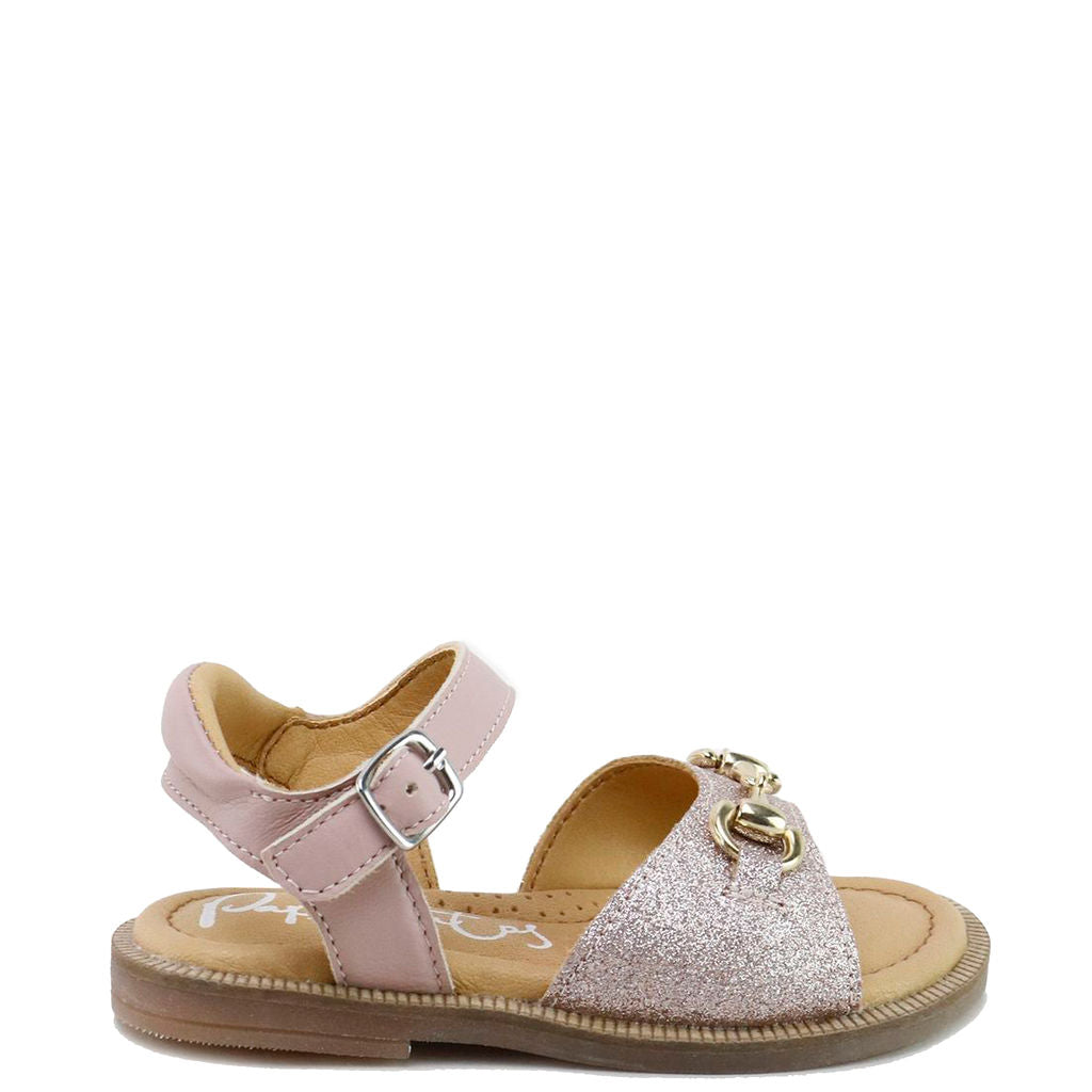 Papanatas Rose Glitter Buckle Sandals for Women - Fashion Gladiator Summer Beach Wedding Party Shoes