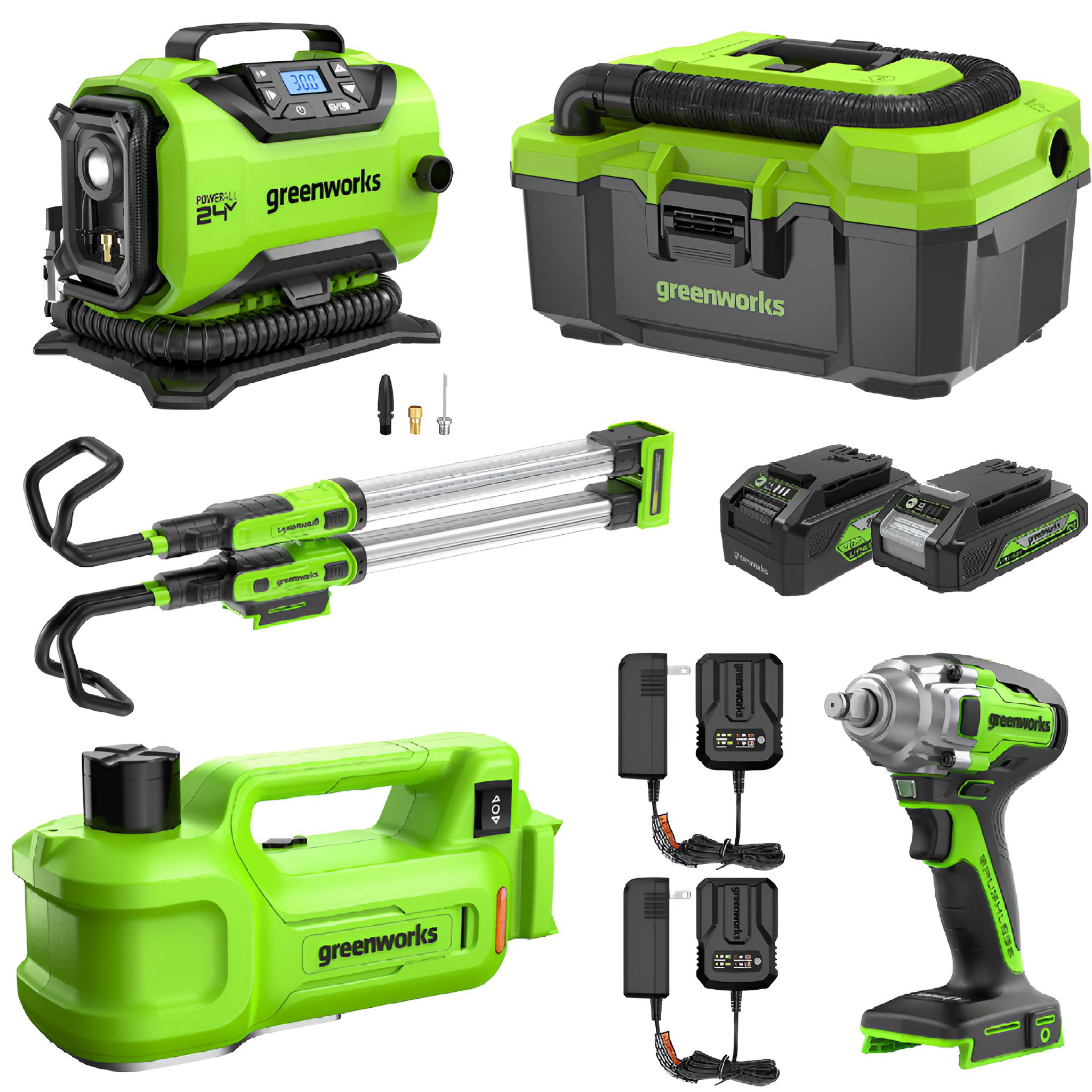 24V Cordless Car Care Combo Kit with 2.0Ah & 4.0Ah Batteries & Dual Chargers - 5-Piece Auto Detailing Set for Car Washing, Polishing, and Interior Cleaning