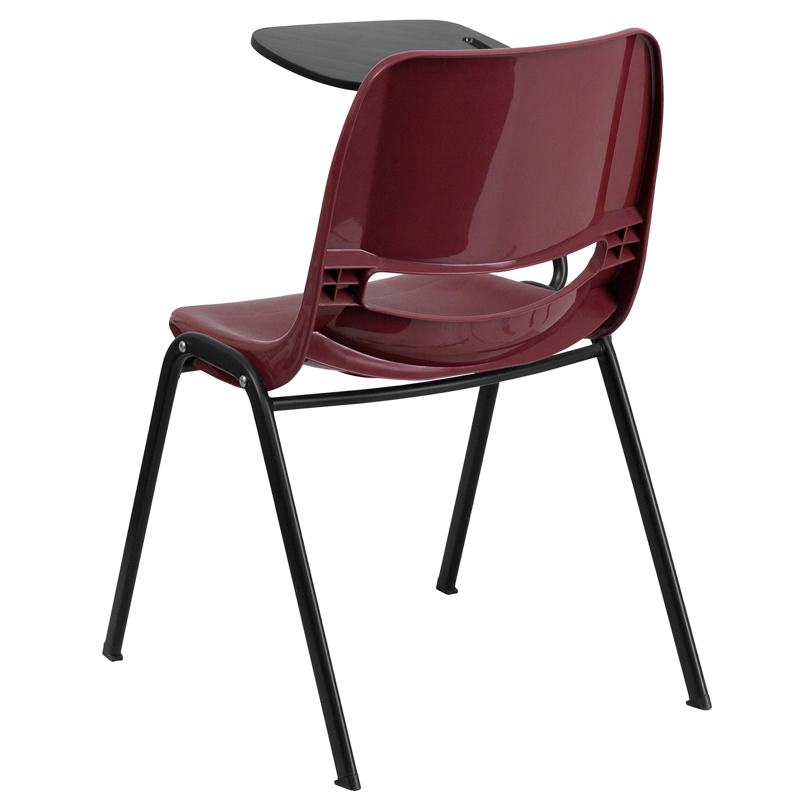Burgundy Ergonomic Shell Chair with Left-Handed Flip-Up Tablet Arm - Office Desk Chair for Home & Conference Room Use