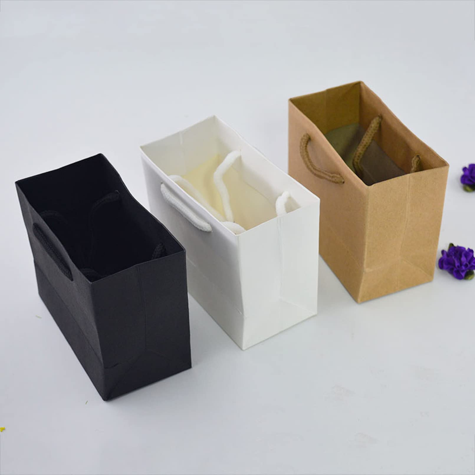 30 Pcs Elegant Kraft Paper Gift Bags with Handles - Perfect for Wedding Favors, Birthday Party Treats & Chocolate Packaging (Brown, 6x8 Inches)