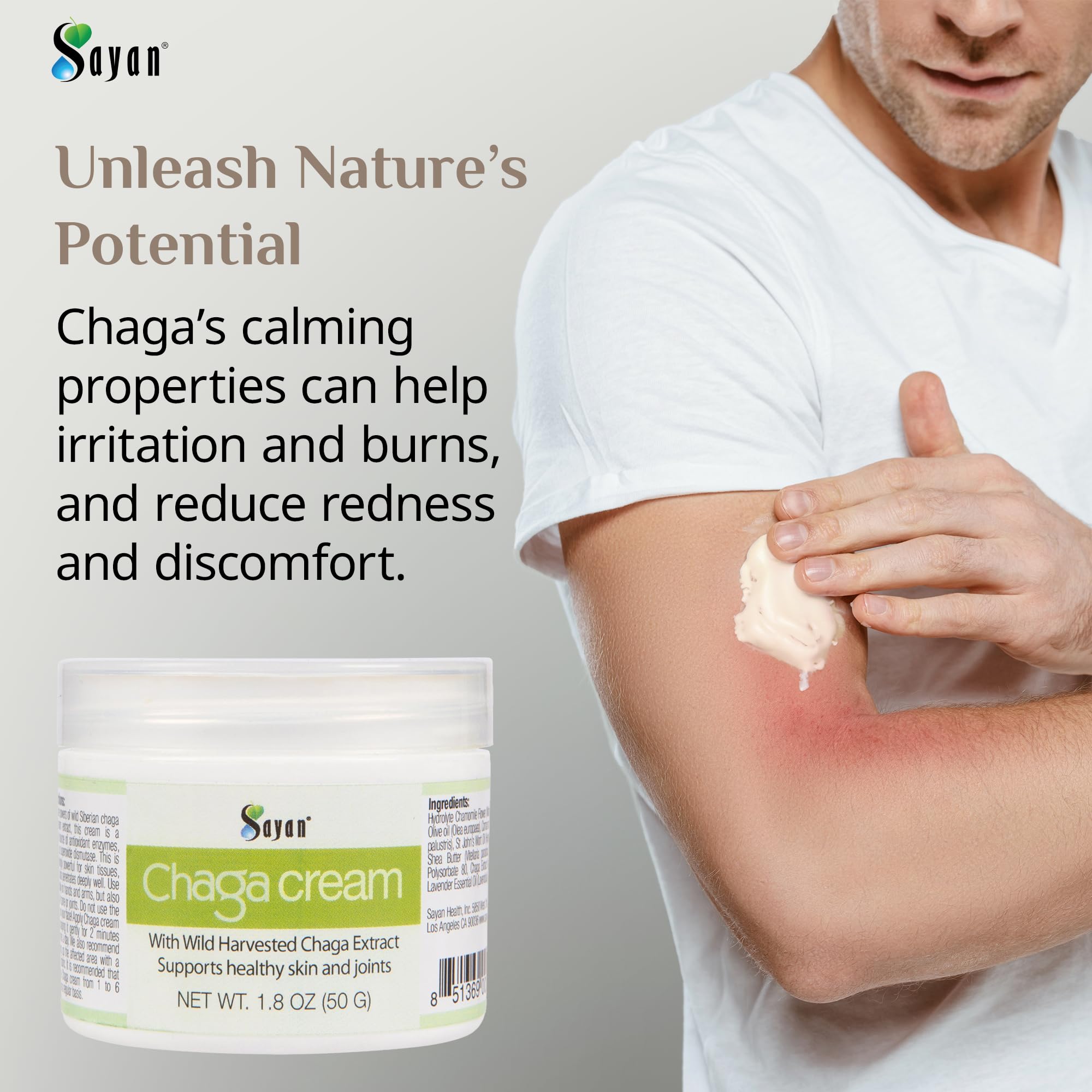 Sayan Siberian Chaga Body Cream with Vitamin E, Shea Butter & Beeswax - Natural Moisturizing Cream for Dry Skin - Perfect for Daily Hydration & Massage Therapy