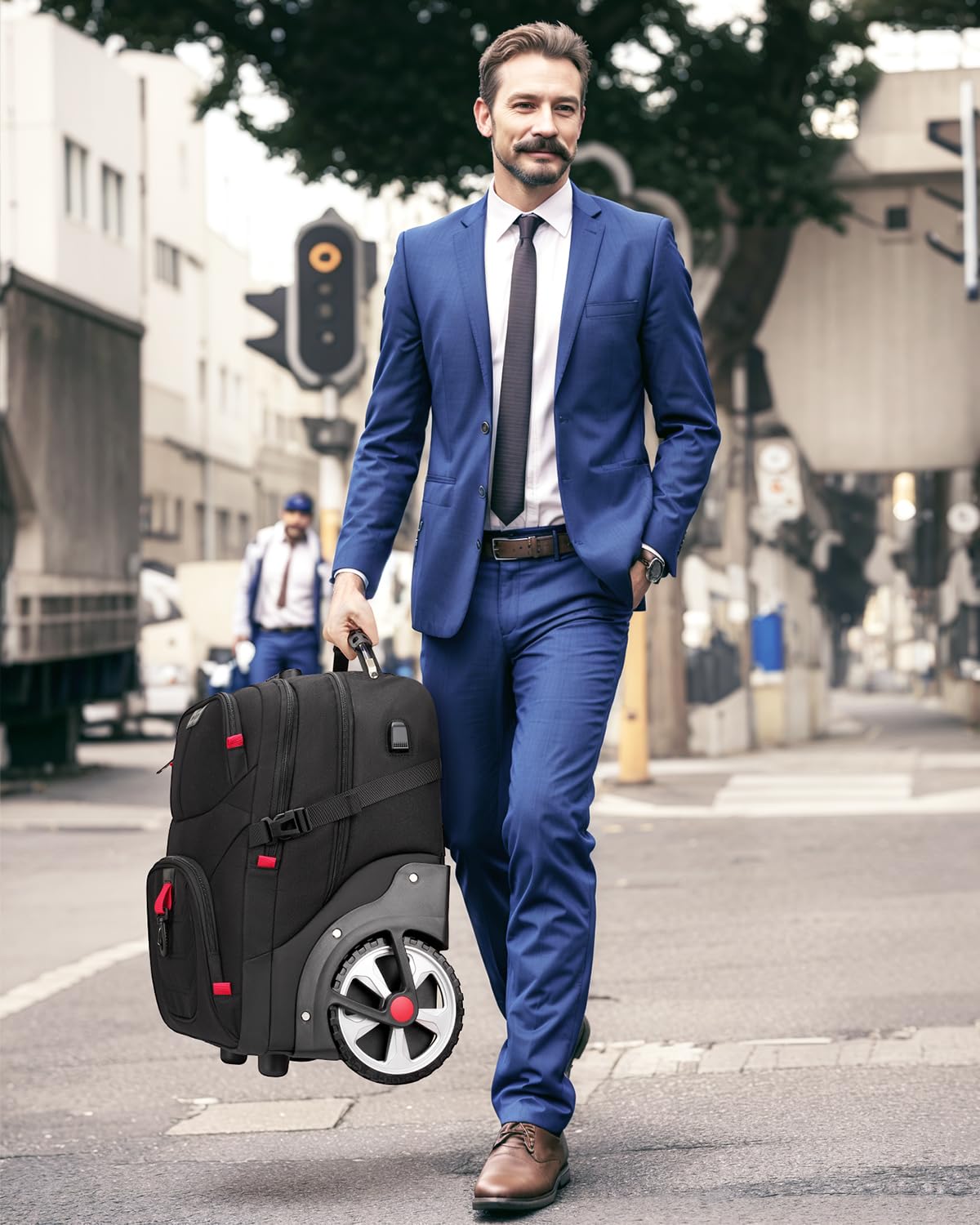MATEIN 17 Inch Wheeled Laptop Backpack for Men & Women - Anti-Theft Rolling Carry On Luggage with USB Charging Port, Water Resistant Business Travel Backpack for Work, College, Airplane & Commuting