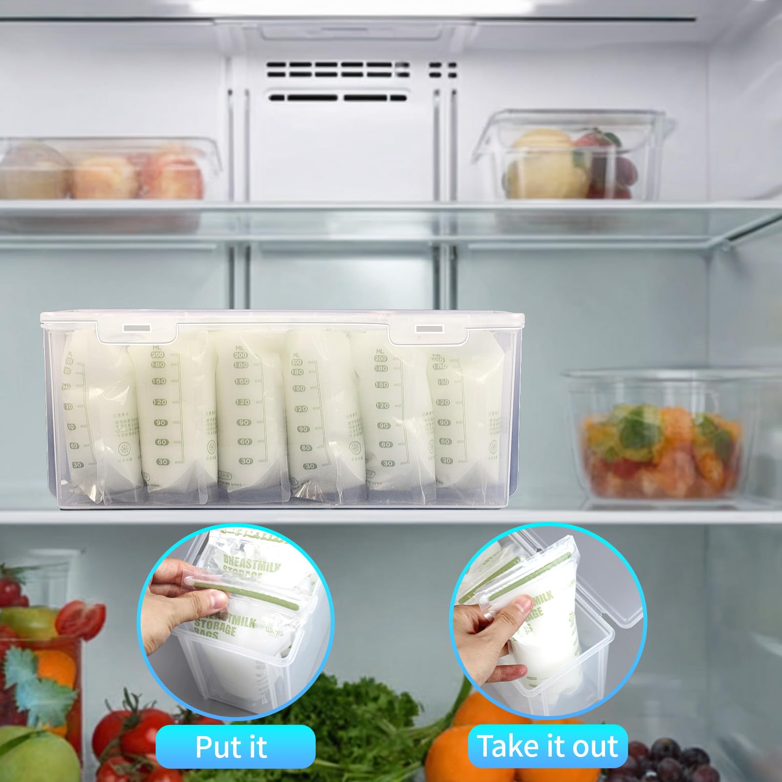 2-Pack Breastmilk Storage Bag Organizer Tower - Freezer Storage Rack for Bottles, Yogurt Bags & Containers | Perfect for Nursery, Kitchen & Breastfeeding Organization