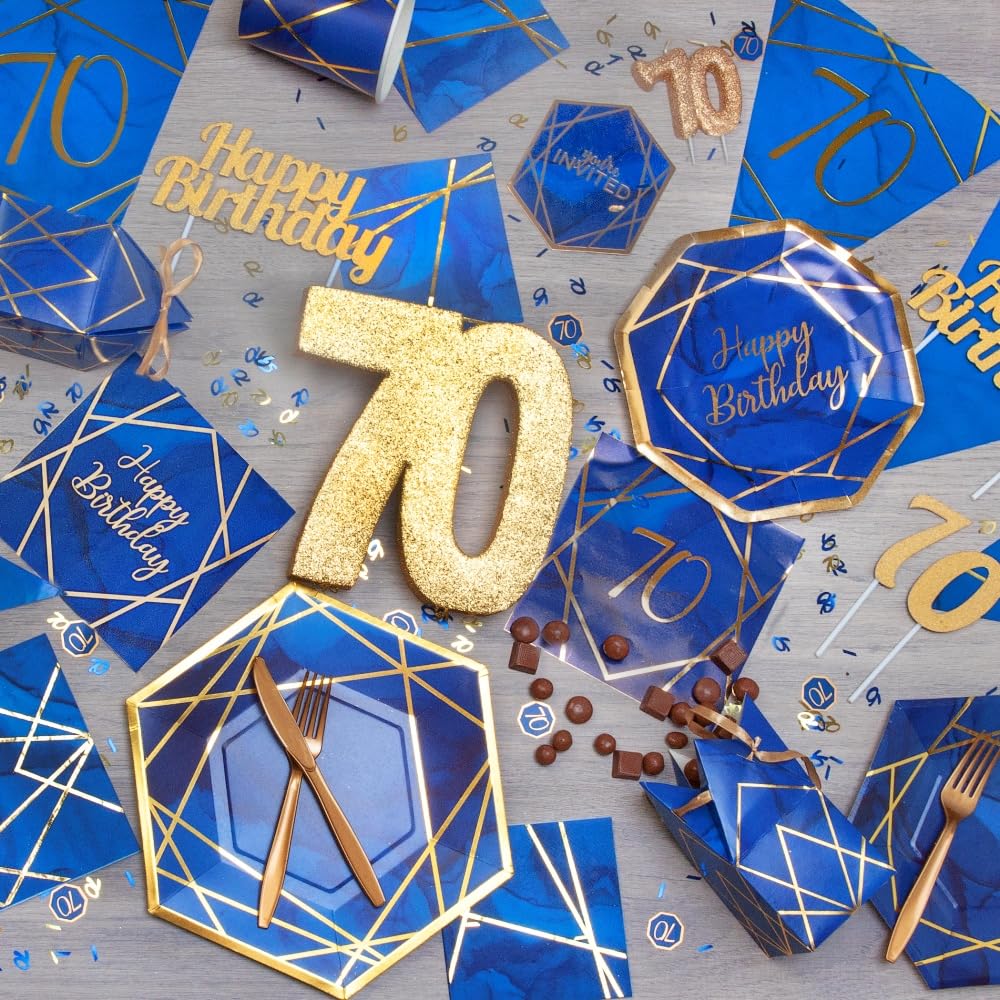 Gold Glitter Number 70 Table Decoration - 20cm Centerpiece for 70th Birthday Parties, Anniversaries & Special Events | Elegant Table Decor | Pack of 1 | H108