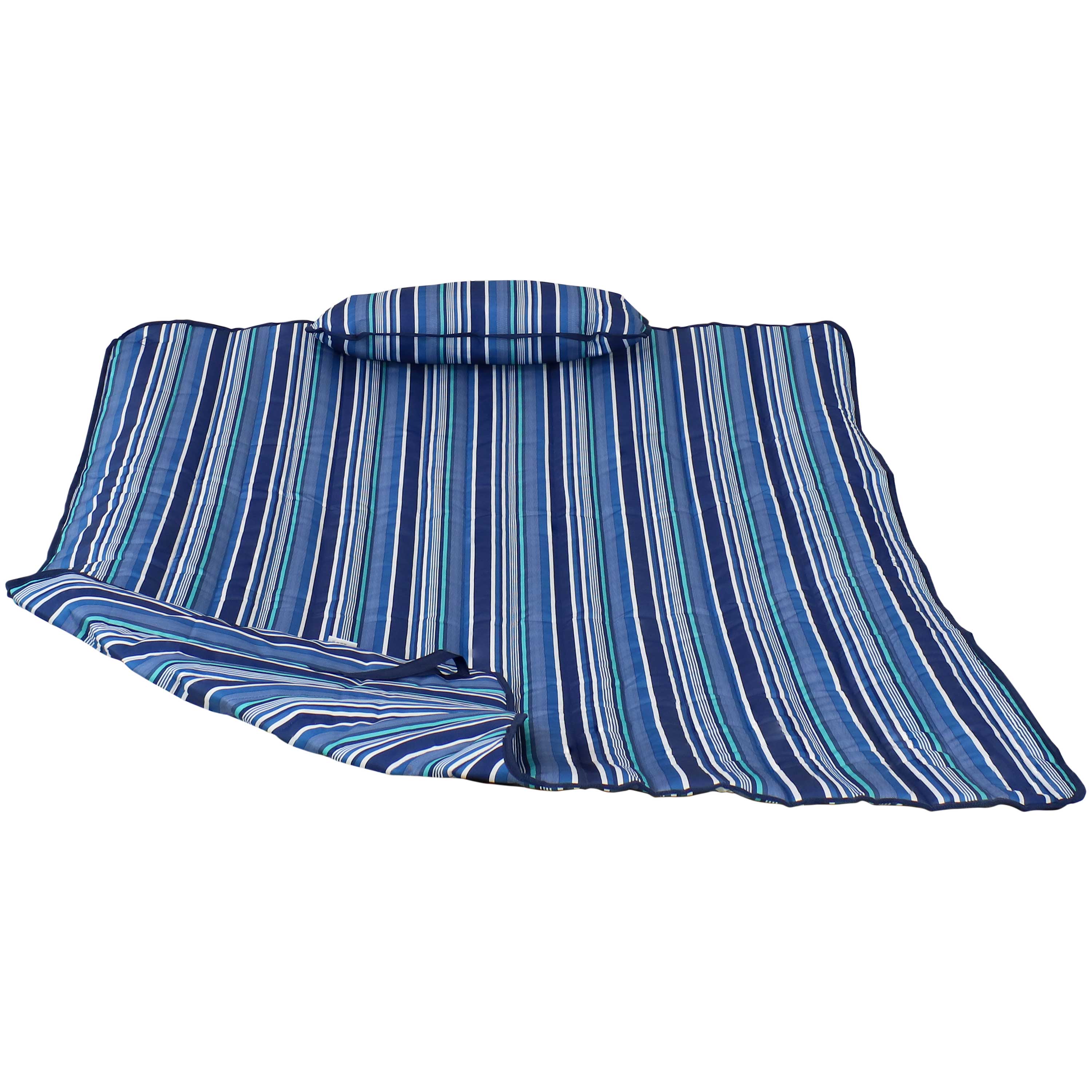 Sunnydaze Polyester Quilted Hammock Pad & Pillow Set - Waterproof Outdoor Cushion with Modern Breakwater Stripe Pattern for Patio, Poolside, Beach & Backyard Relaxation