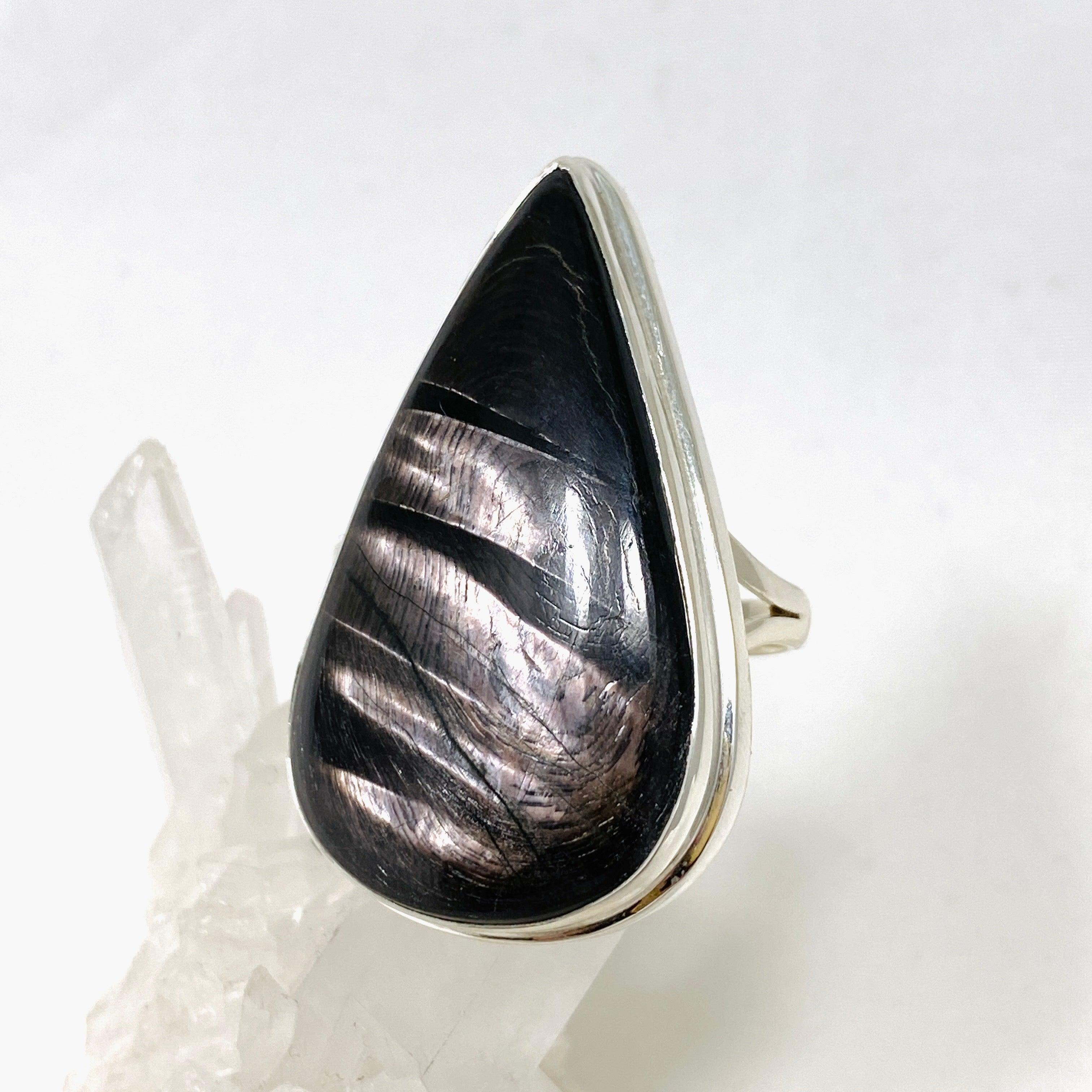 Hypersthene Teardrop Split Band Ring - Size 11 - KRGJ3149 | Elegant Crystal Jewelry for Women, Perfect for Weddings, Parties & Everyday Wear
