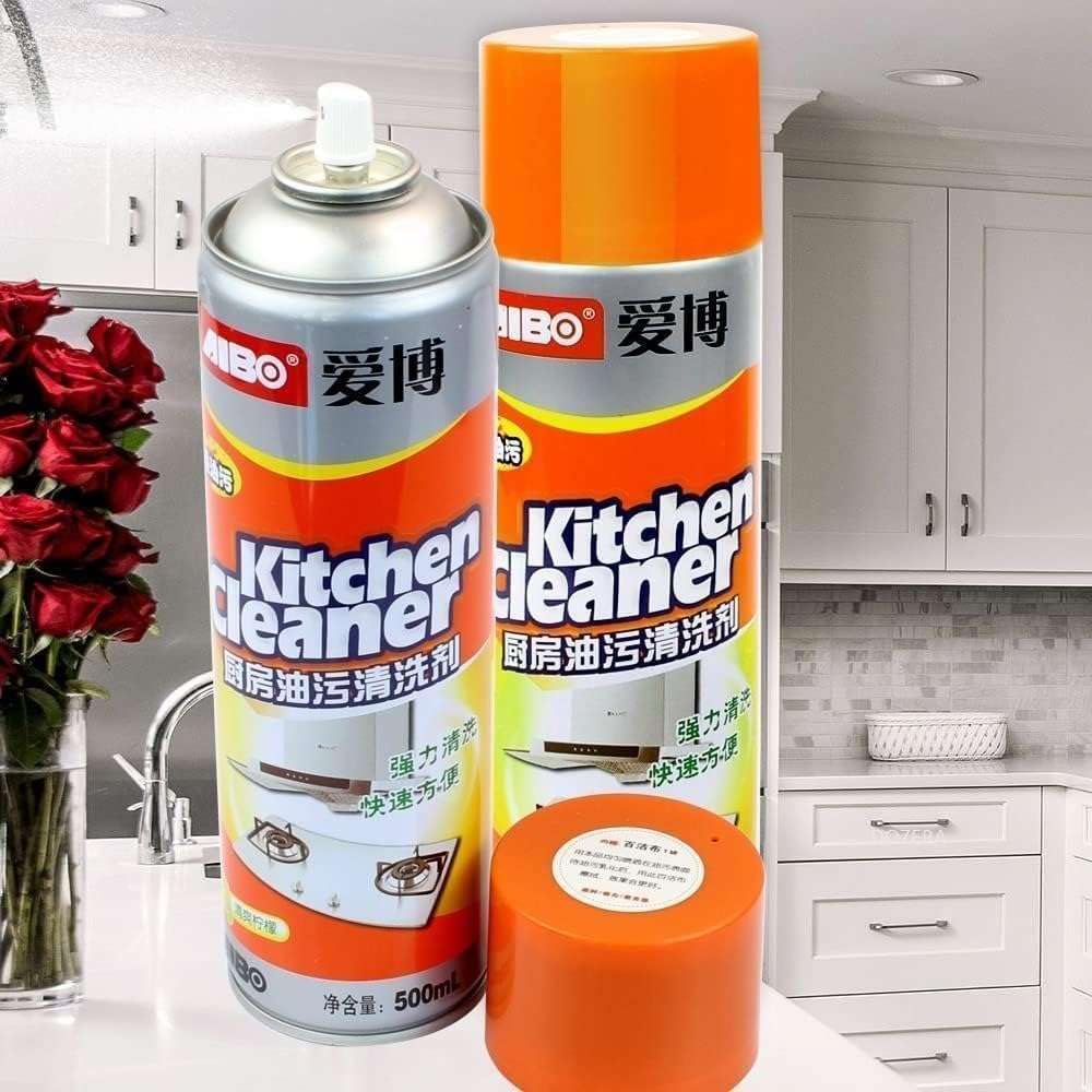 Non-Toxic Kitchen Cleaner Spray - Powerful Oil & Grease Remover for Stove, Chimney & Gas Stoves | Non-Flammable Degreaser with 6 Scrub Pads | Perfect for Deep Cleaning Cooktops, Range Hoods & Kitchen Surfaces