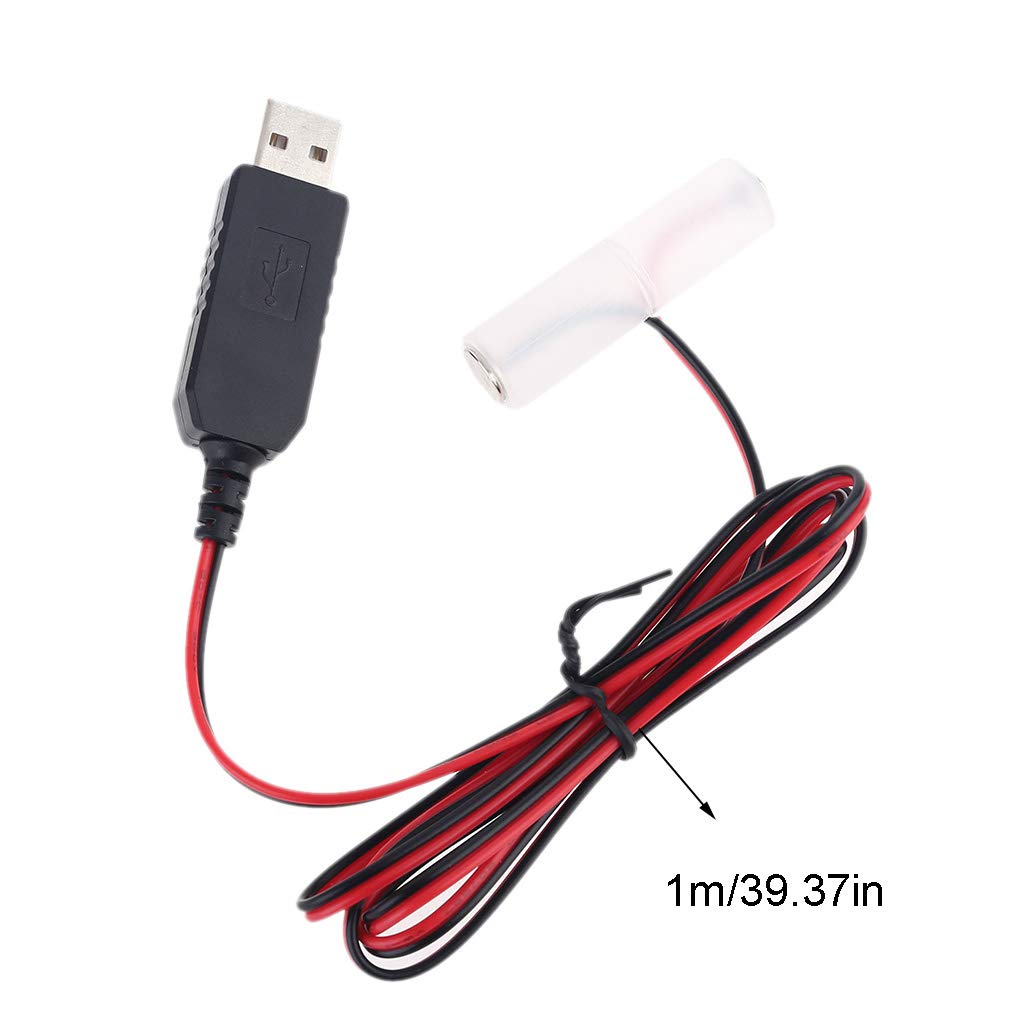 USB to AA Battery Eliminator Adapter - Replace 1-4 AA Batteries (1.5V) for Electronics - Power Supply Cable for Wireless Keyboards, Mice, Game Controllers & Smart Home Devices