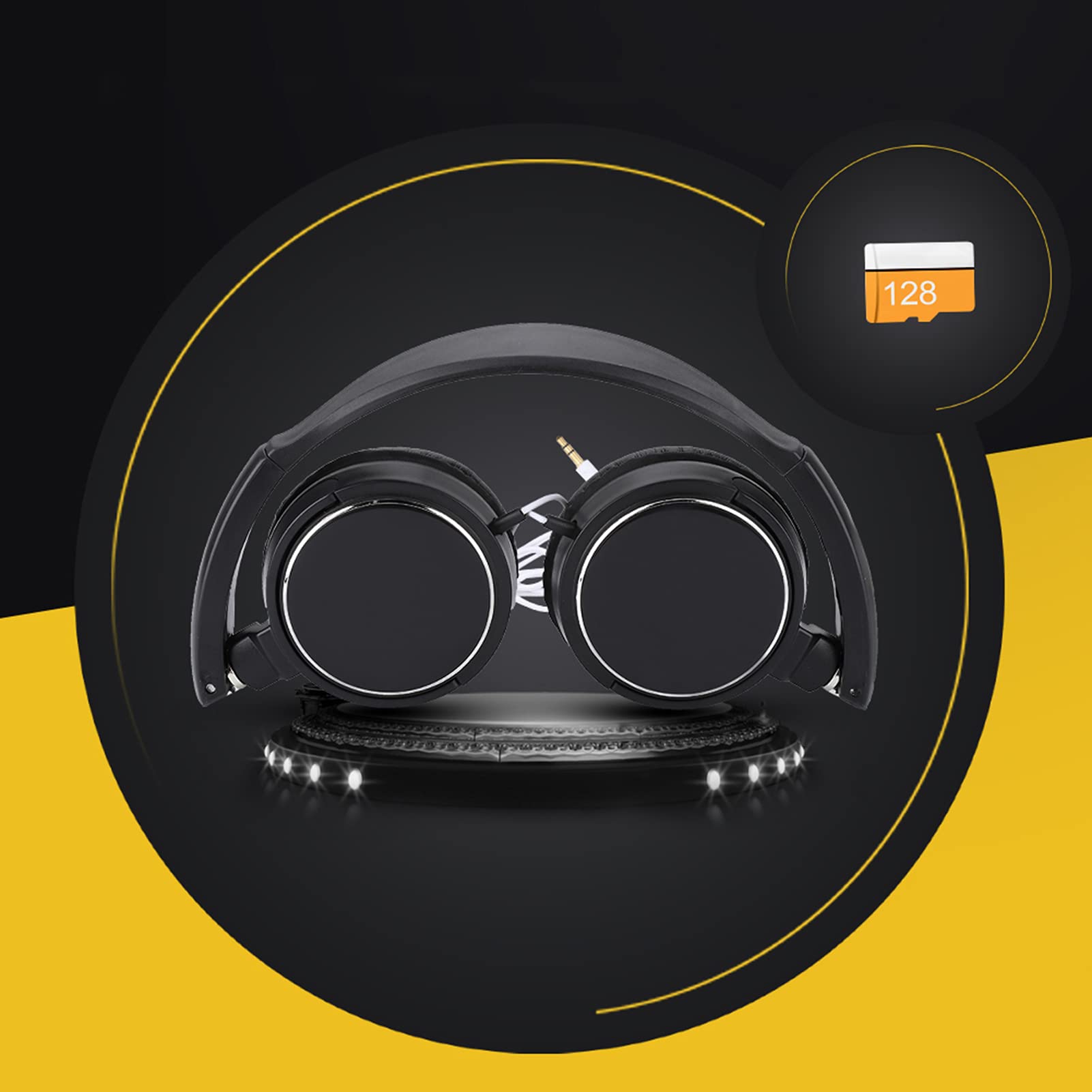 Premium Over-Ear Wired Headphones with HiFi Stereo Sound, Lightweight Foldable Design & Adjustable Headband - Perfect for Music, Gaming, Office Work & Travel