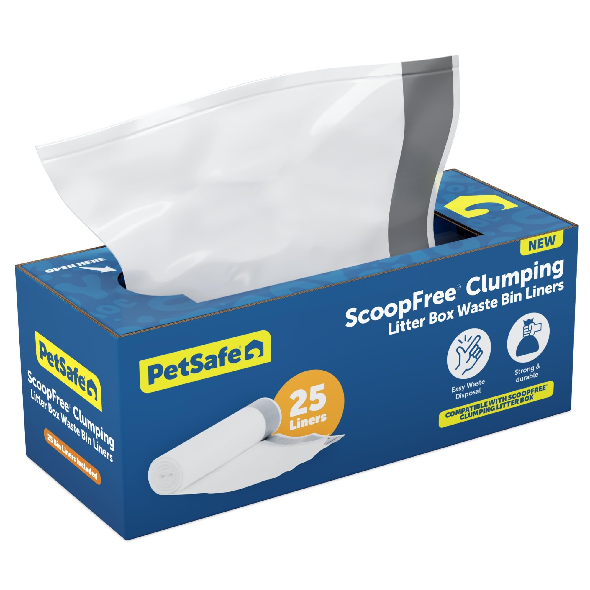 PetSafe ScoopFree Automatic Cat Litter Box Waste Bin Liners - 25 Count | Drawstring Litter Box Liners for ScoopFree Self-Cleaning & SmartSpin Litter Boxes | Easy Cleanup | Perfect for Multi-Cat Homes & Busy Pet Owners